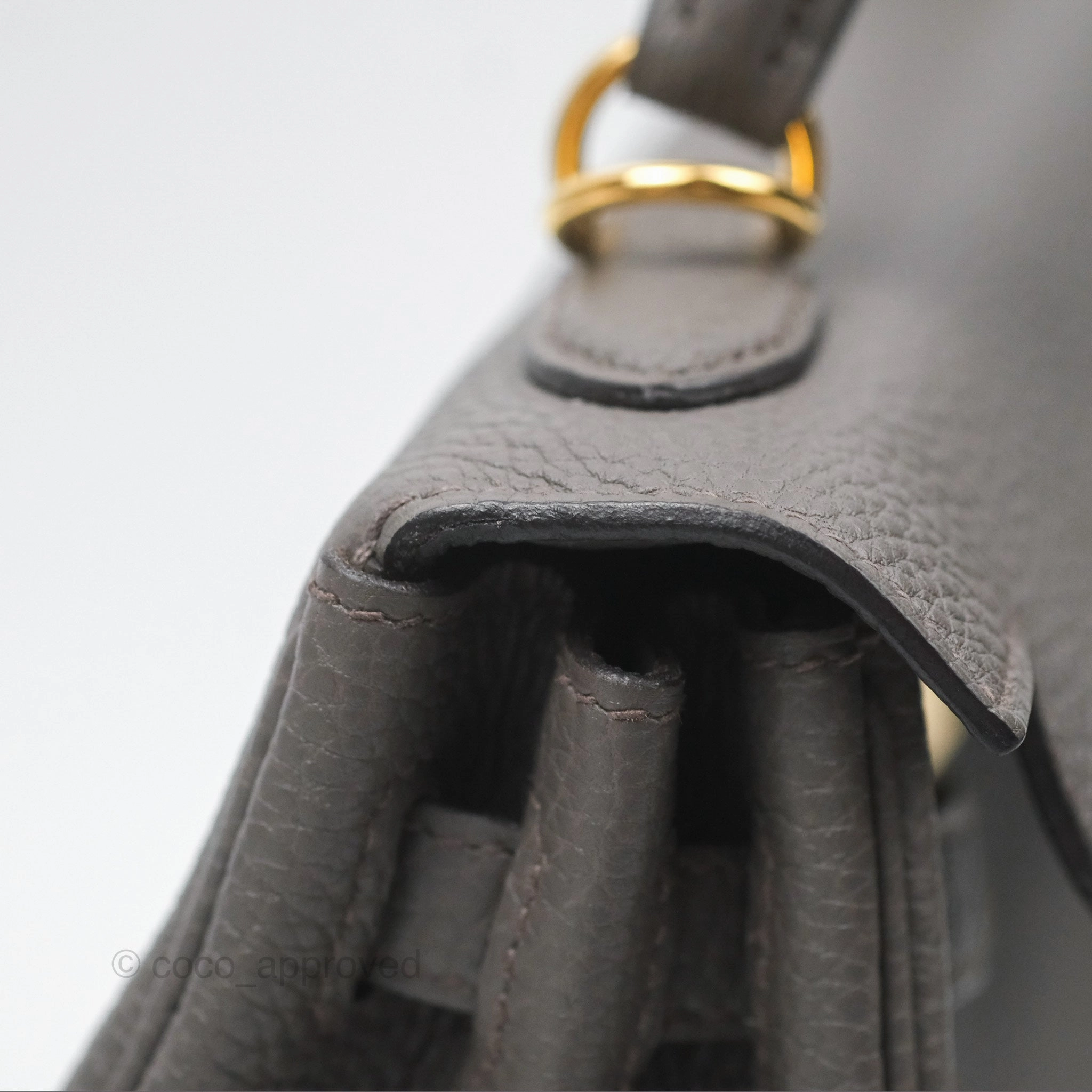 Herms Retourne Kelly 25 Gris Etain 8F Togo Gold Hardware