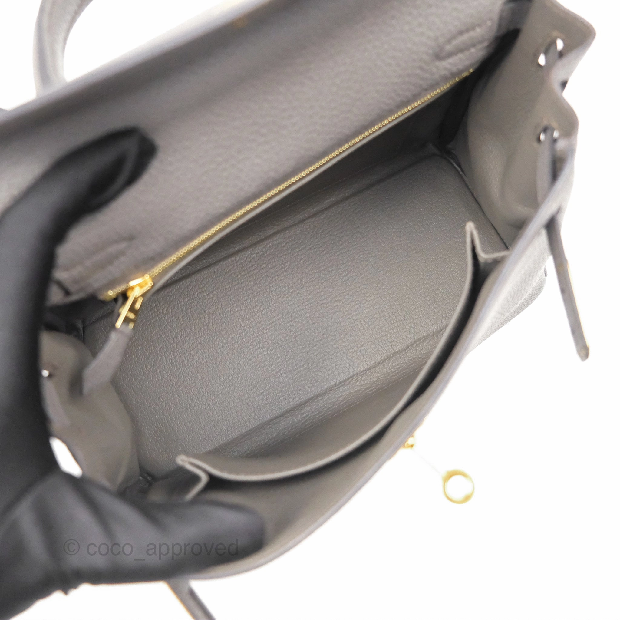 Herms Retourne Kelly 25 Gris Etain 8F Togo Gold Hardware