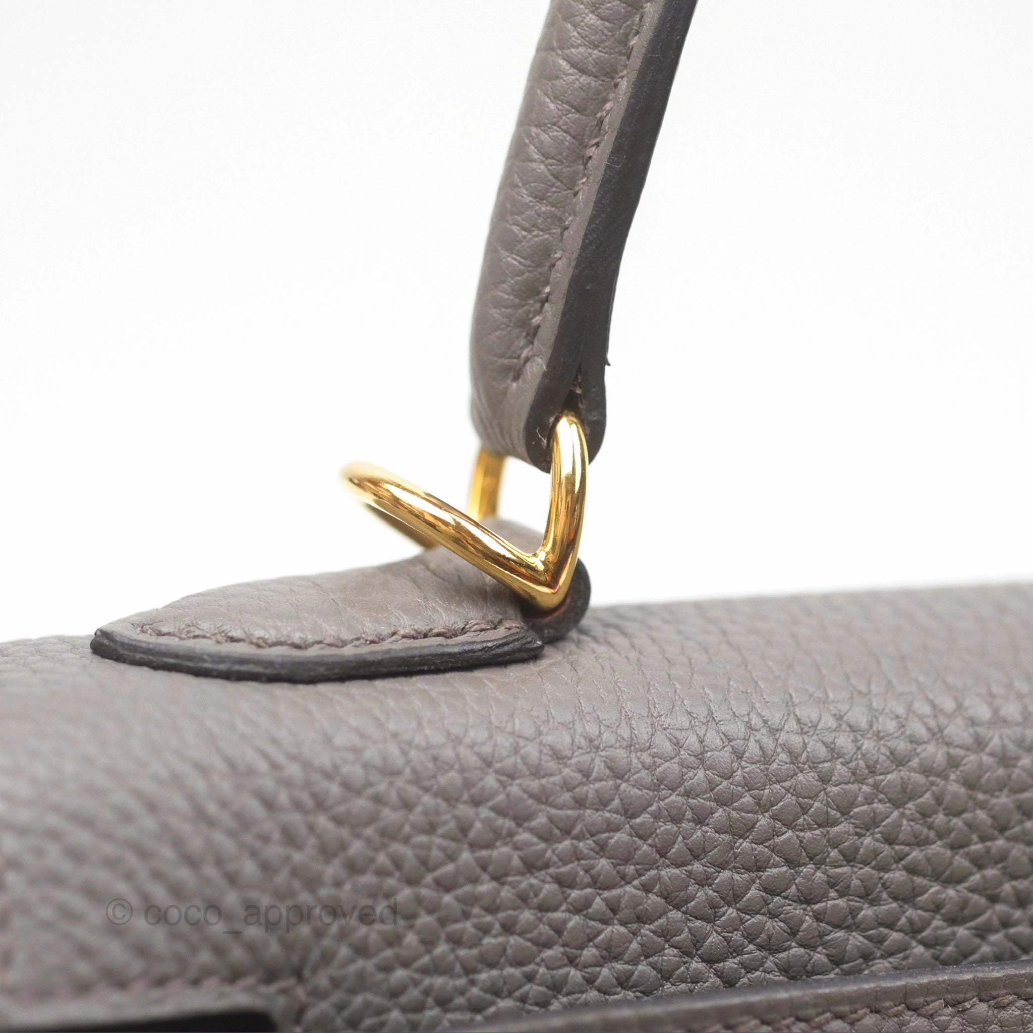 Herms Retourne Kelly 25 Gris Etain 8F Togo Gold Hardware