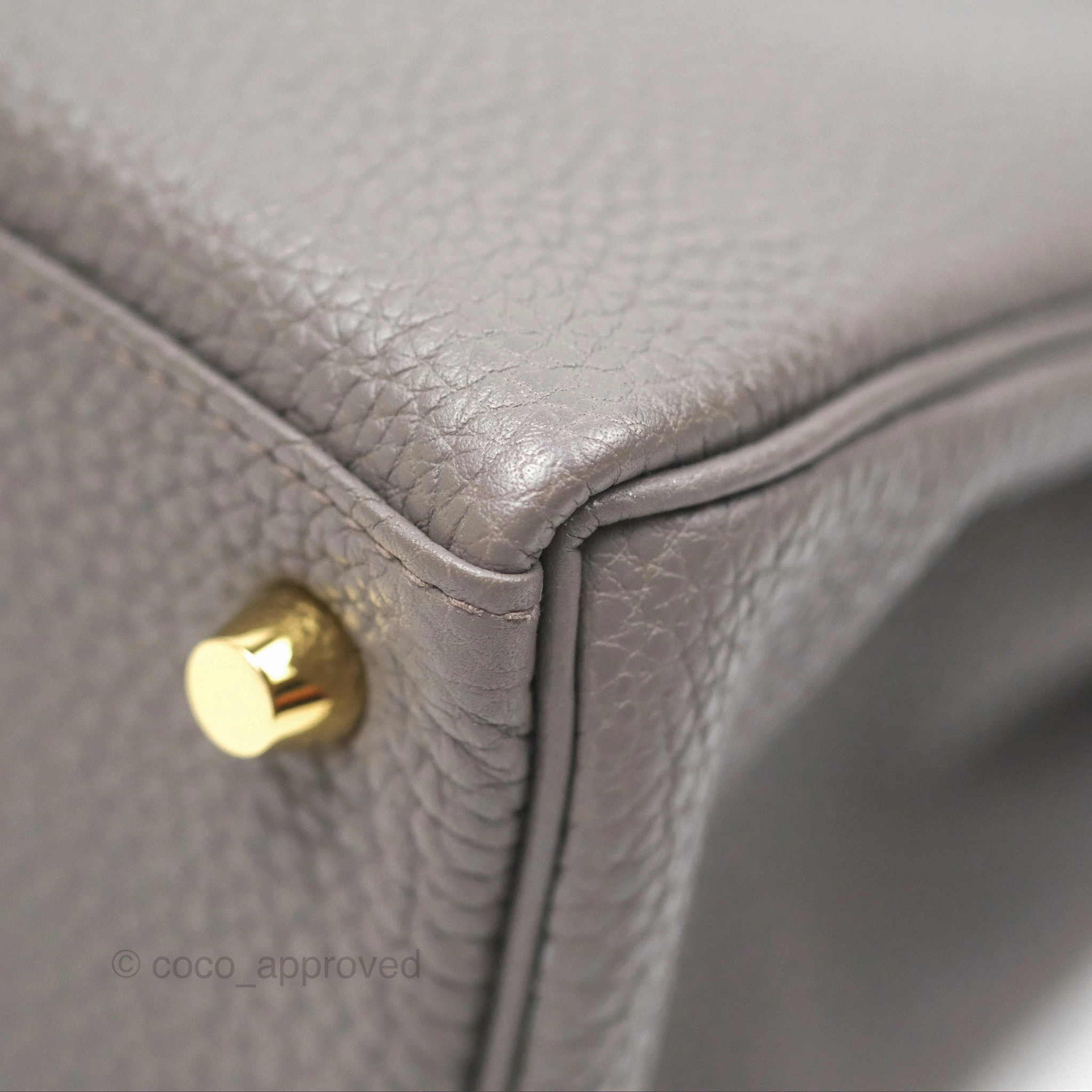 Herms Retourne Kelly 25 Gris Etain 8F Togo Gold Hardware