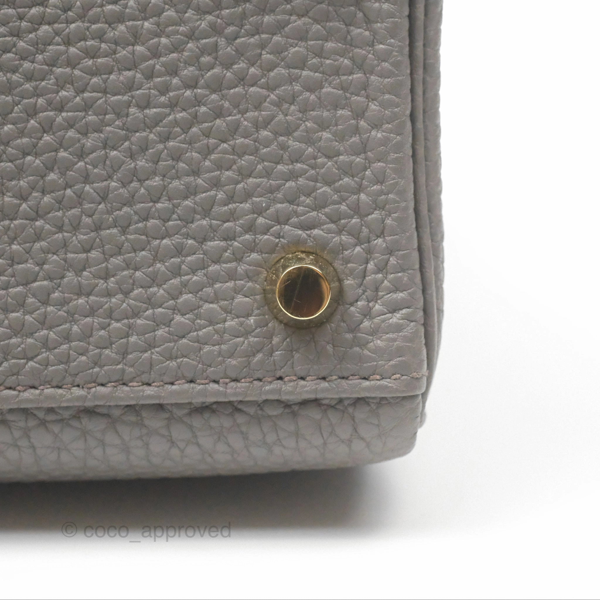 Herms Retourne Kelly 25 Gris Etain 8F Togo Gold Hardware