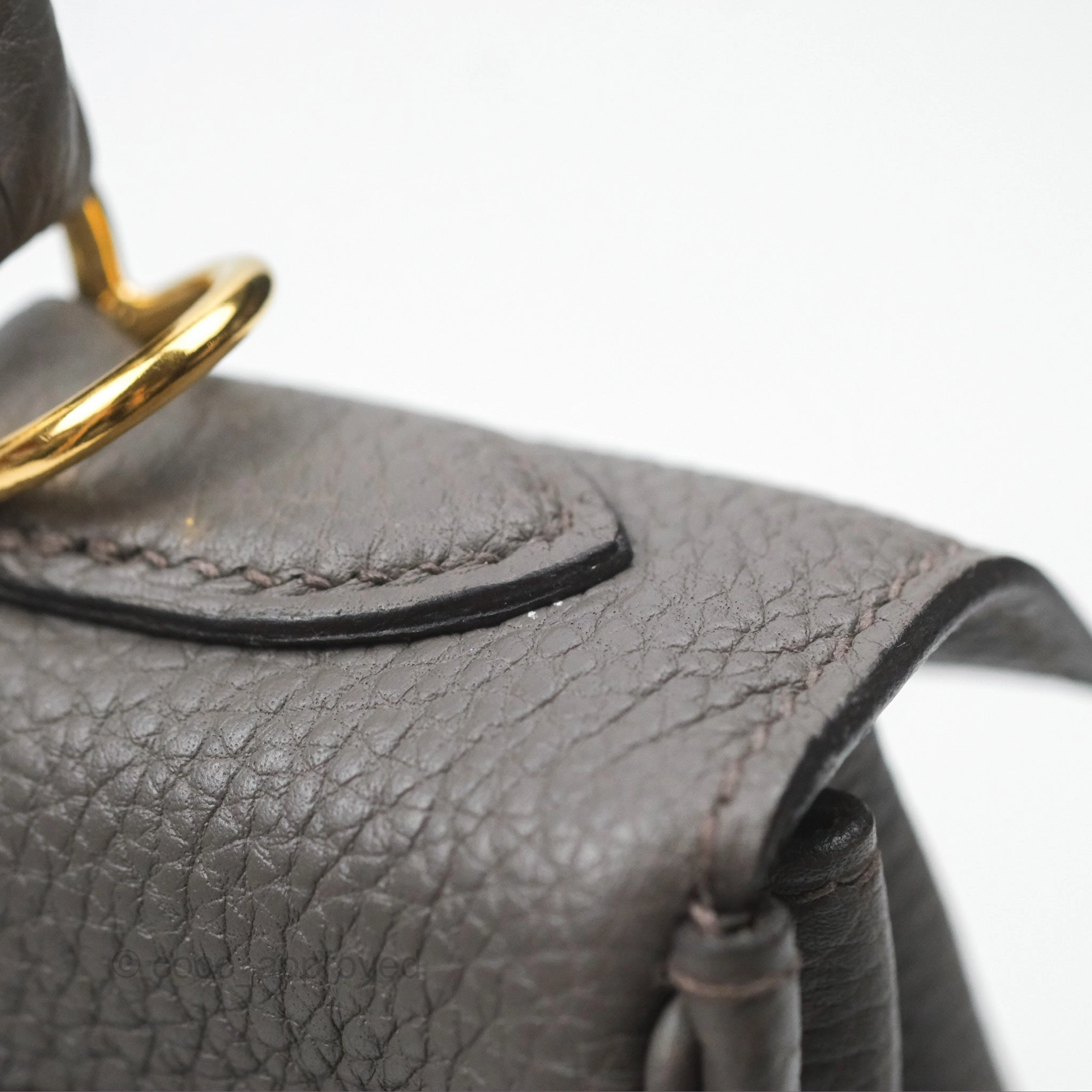 Herms Retourne Kelly 25 Gris Etain 8F Togo Gold Hardware