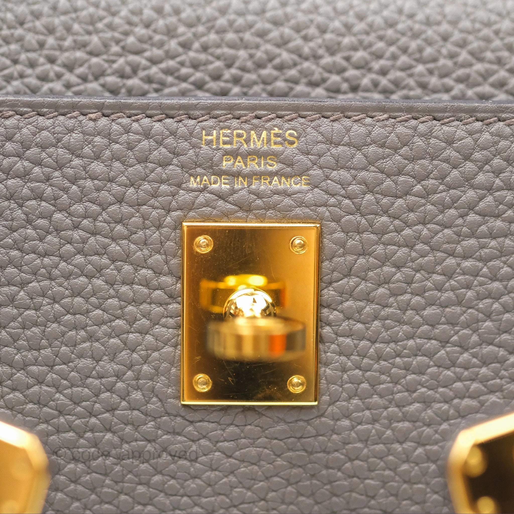 Herms Retourne Kelly 25 Gris Etain 8F Togo Gold Hardware