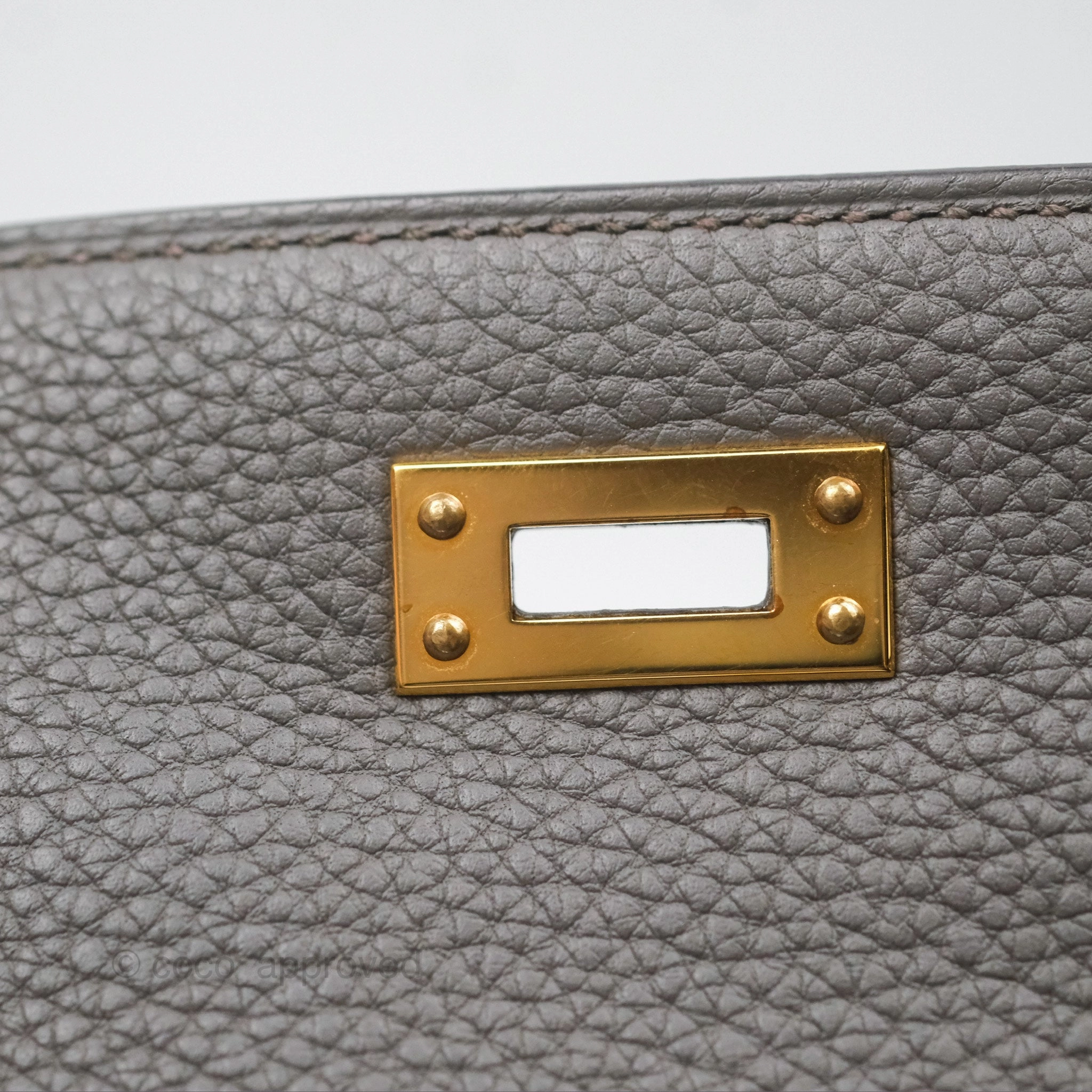 Herms Retourne Kelly 25 Gris Etain 8F Togo Gold Hardware