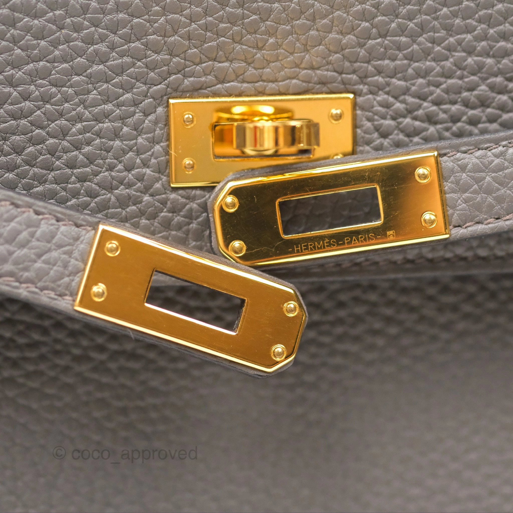 Herms Retourne Kelly 25 Gris Etain 8F Togo Gold Hardware