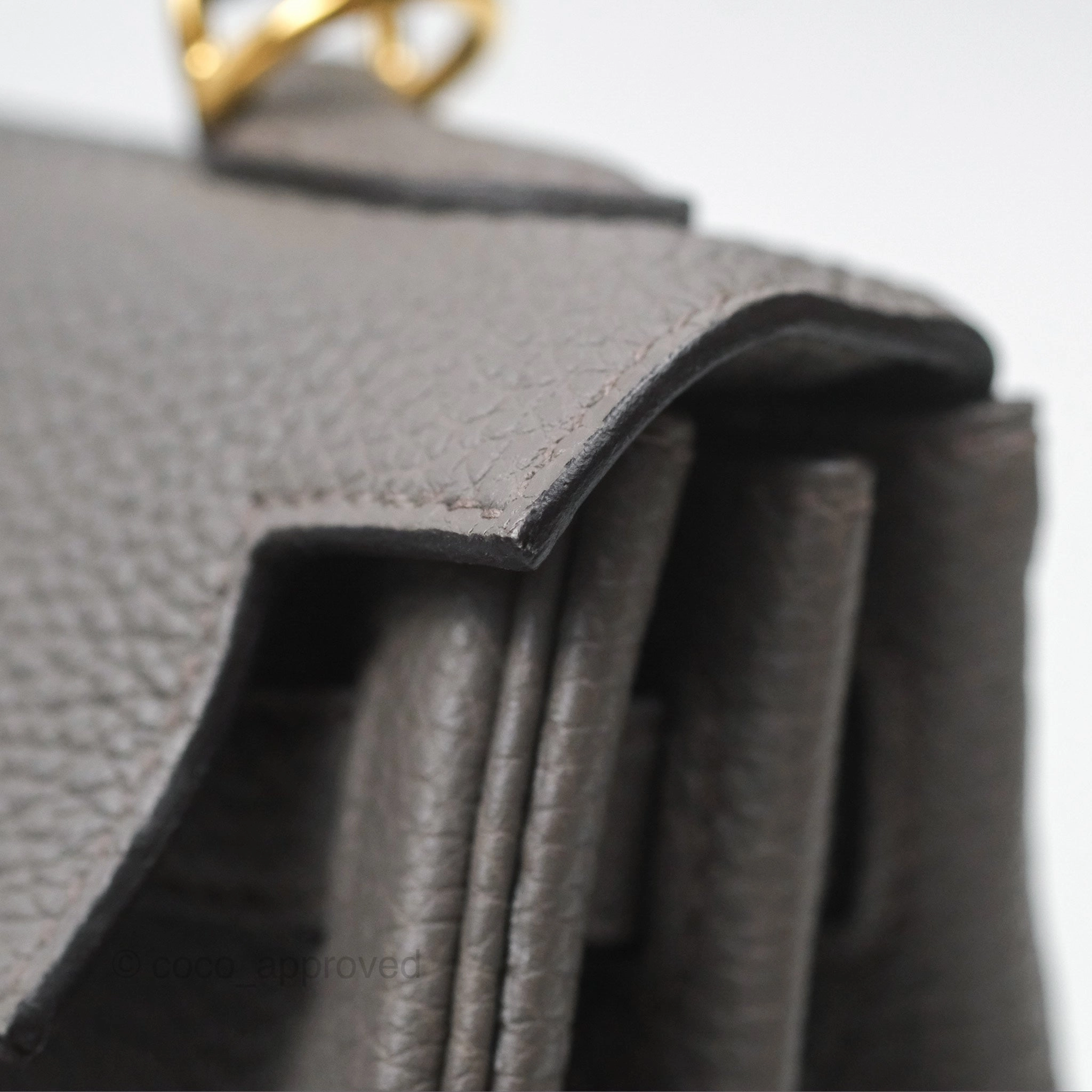 Herms Retourne Kelly 25 Gris Etain 8F Togo Gold Hardware