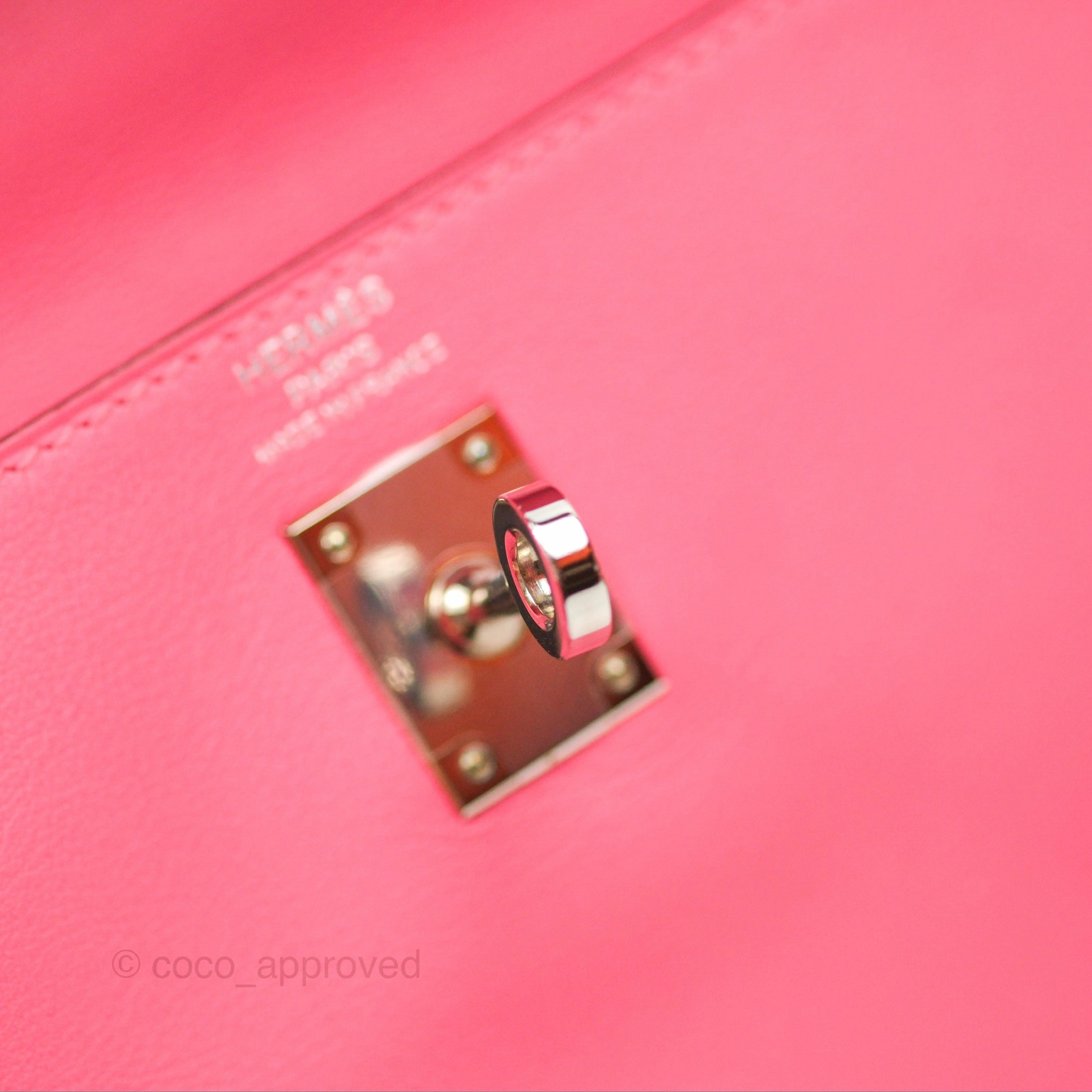 Herms Retourne Kelly 25 Rose Azalee Swift Palladium Hardware