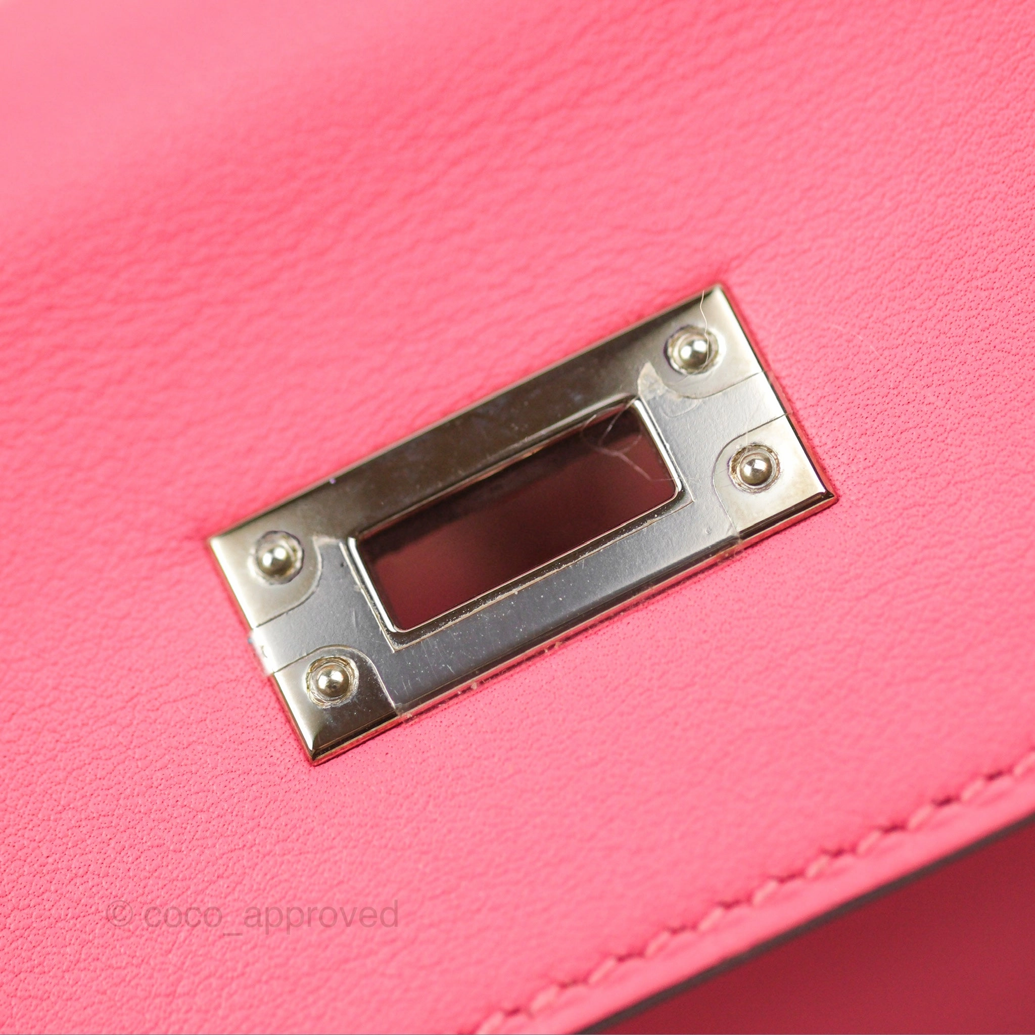 Herms Retourne Kelly 25 Rose Azalee Swift Palladium Hardware