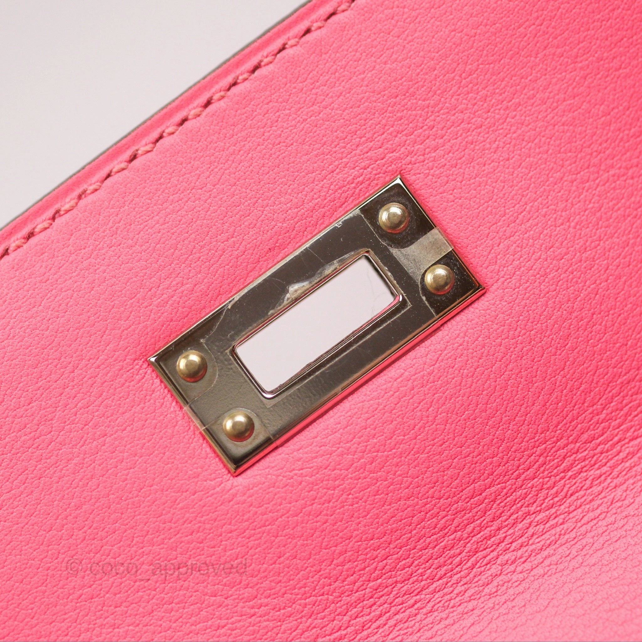 Herms Retourne Kelly 25 Rose Azalee Swift Palladium Hardware