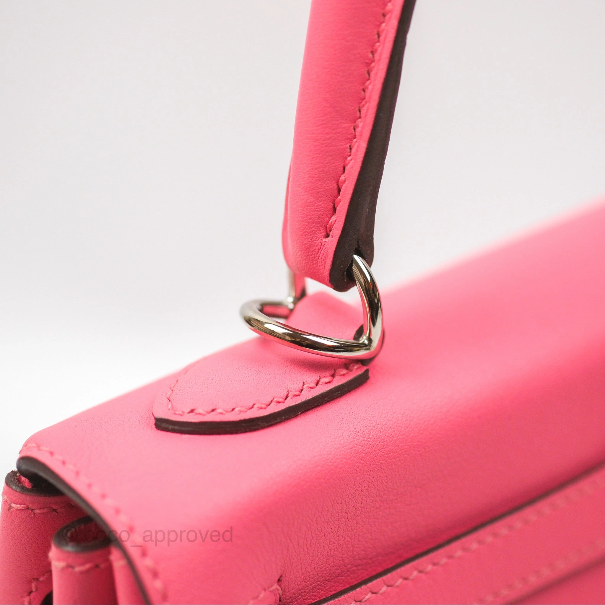 Herms Retourne Kelly 25 Rose Azalee Swift Palladium Hardware