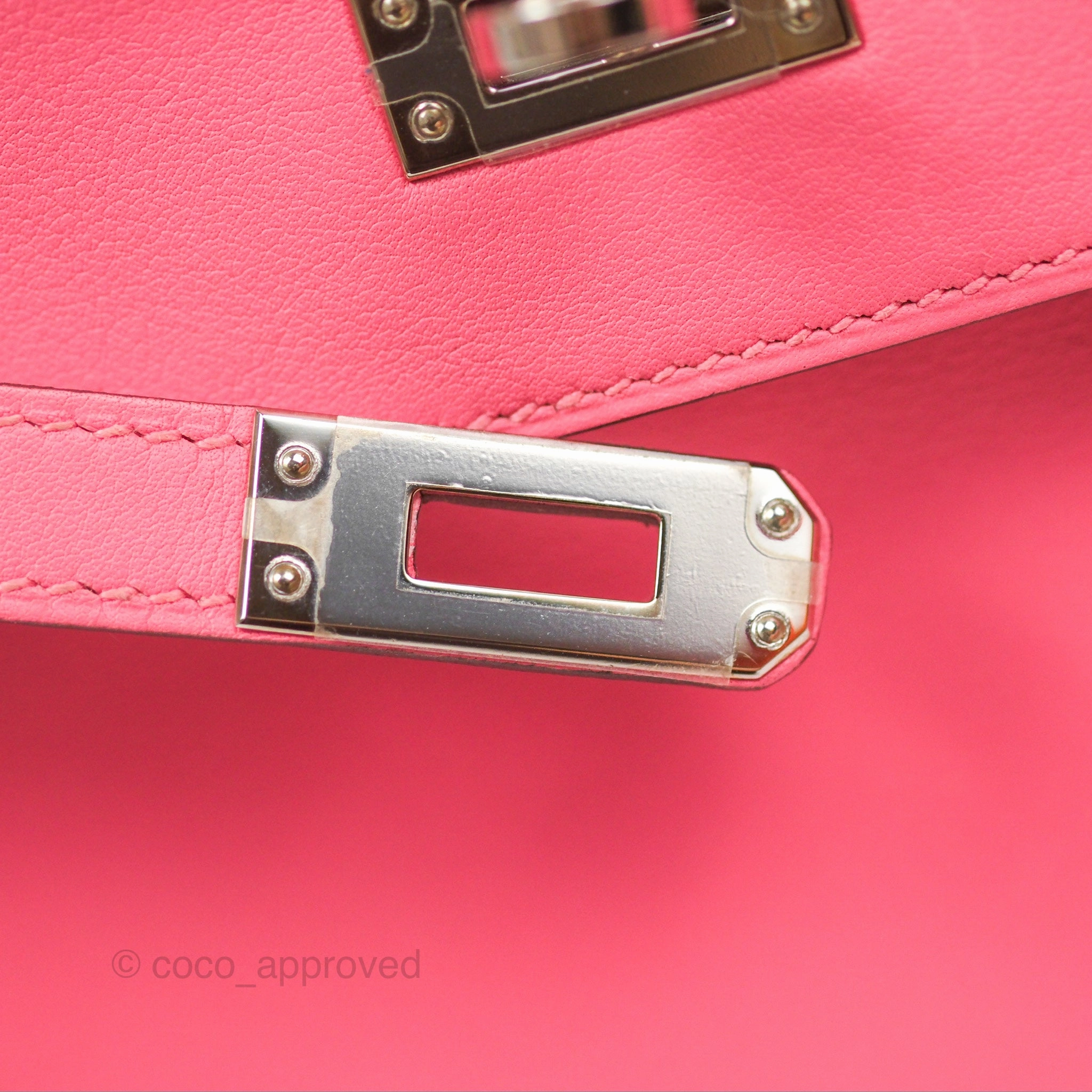 Herms Retourne Kelly 25 Rose Azalee Swift Palladium Hardware