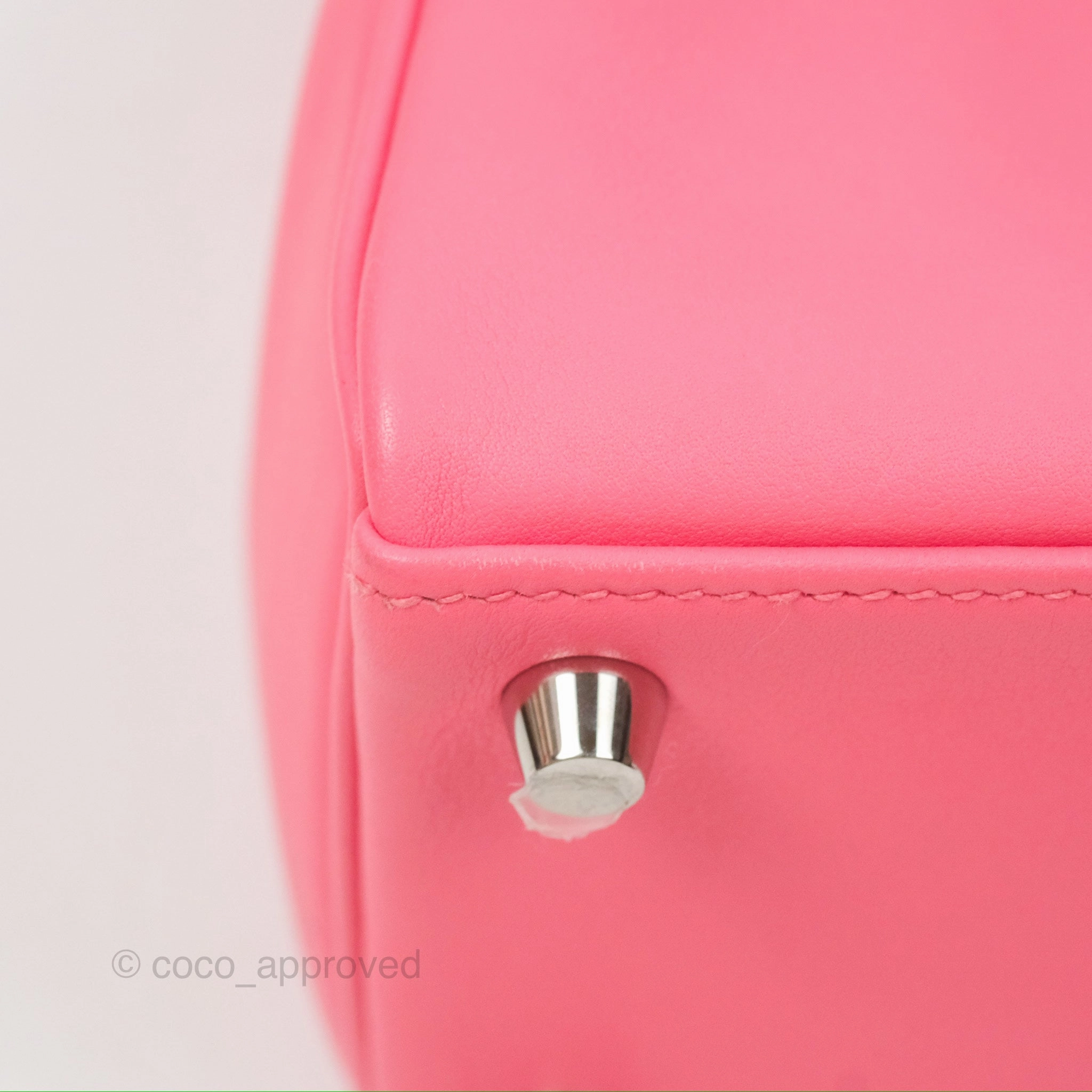 Herms Retourne Kelly 25 Rose Azalee Swift Palladium Hardware