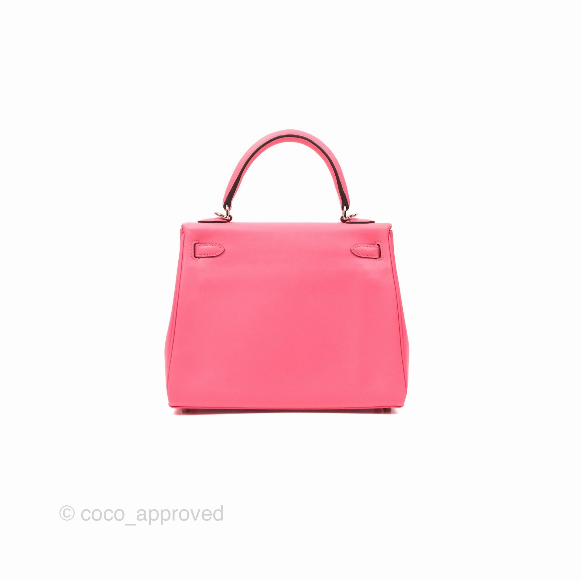 Herms Retourne Kelly 25 Rose Azalee Swift Palladium Hardware