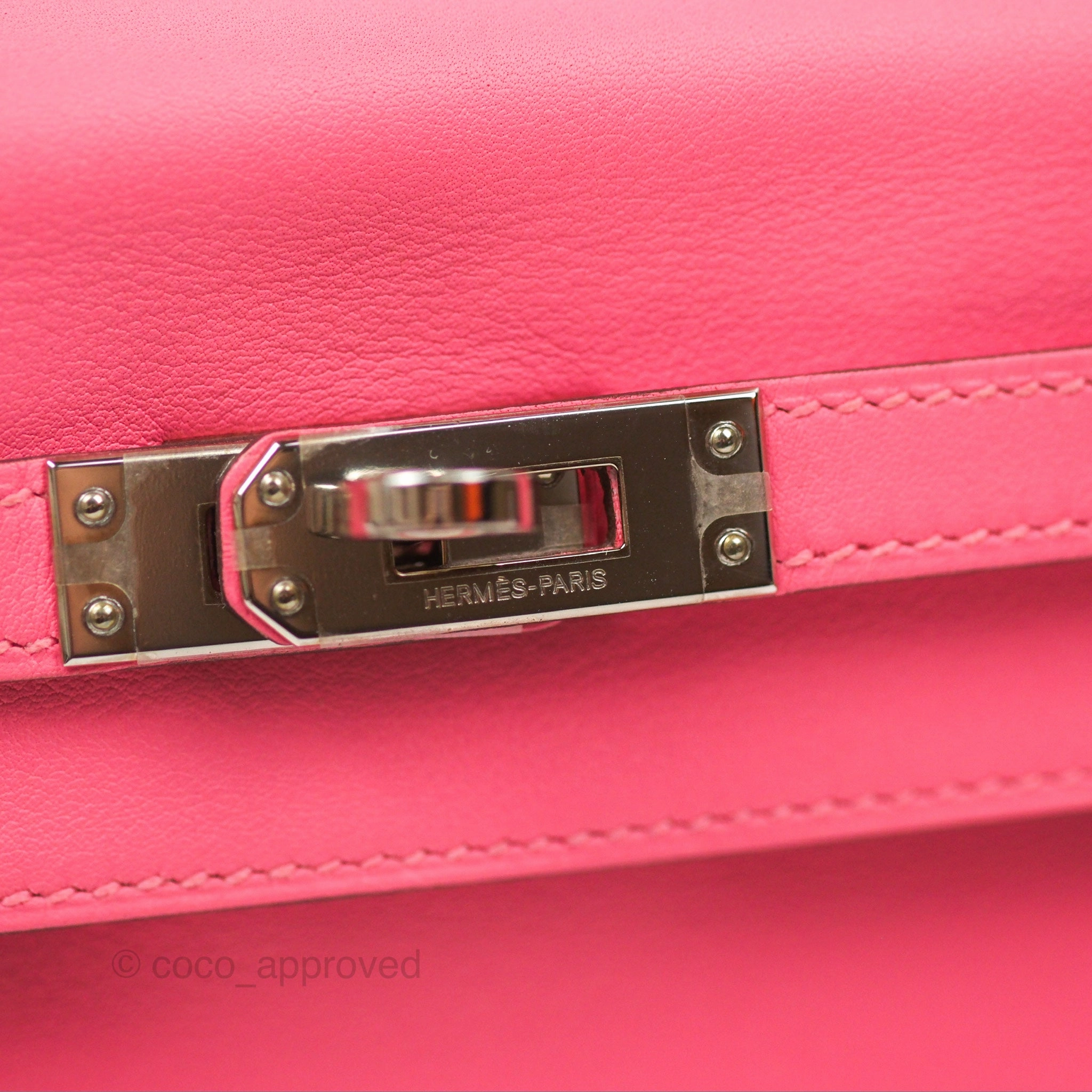 Herms Retourne Kelly 25 Rose Azalee Swift Palladium Hardware