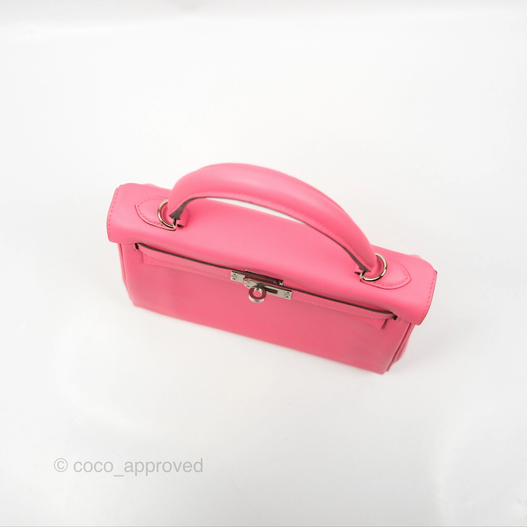 Herms Retourne Kelly 25 Rose Azalee Swift Palladium Hardware