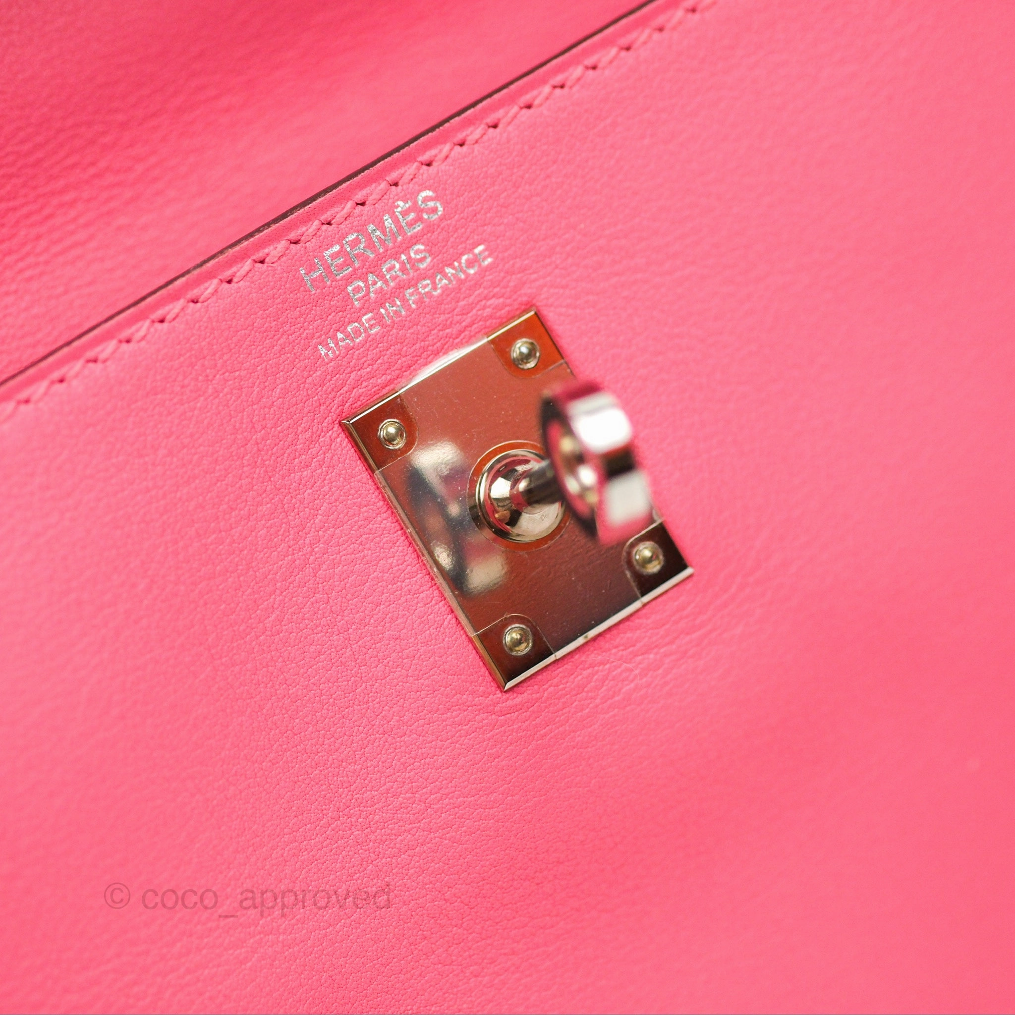 Herms Retourne Kelly 25 Rose Azalee Swift Palladium Hardware
