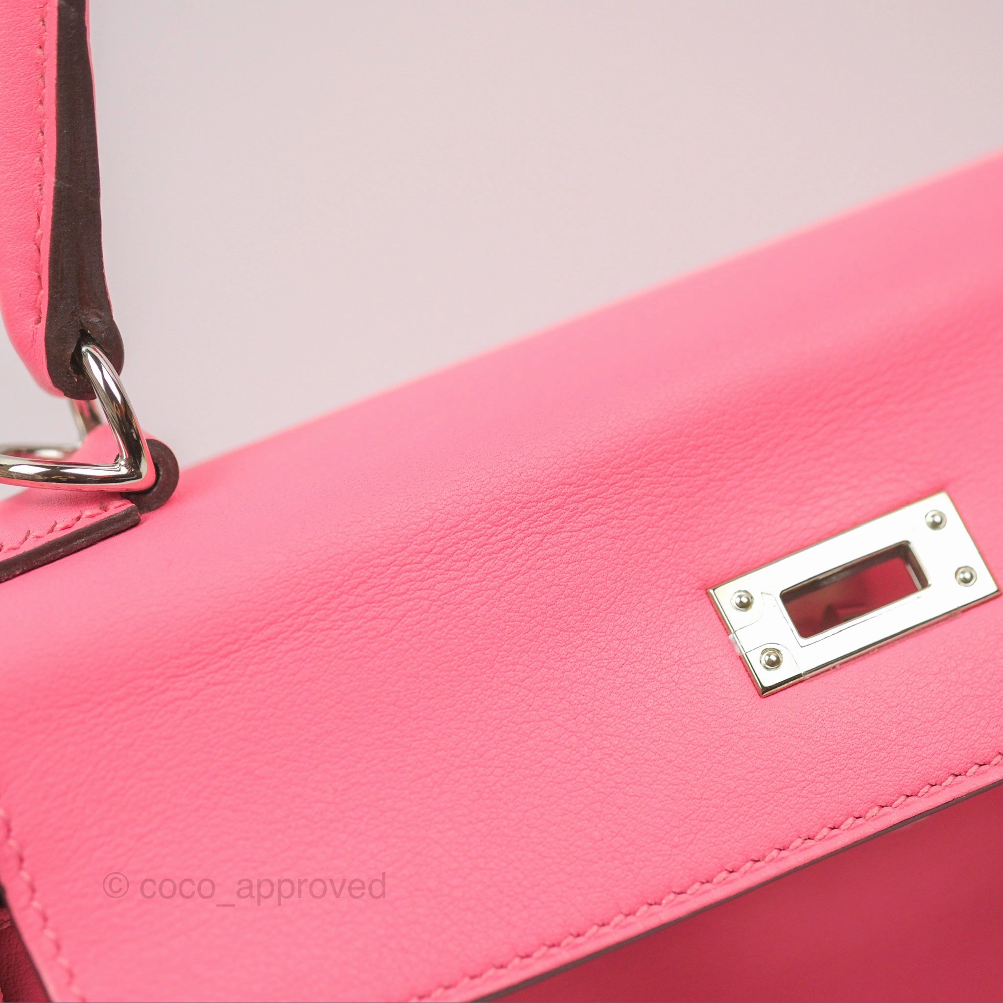 Herms Retourne Kelly 25 Rose Azalee Swift Palladium Hardware