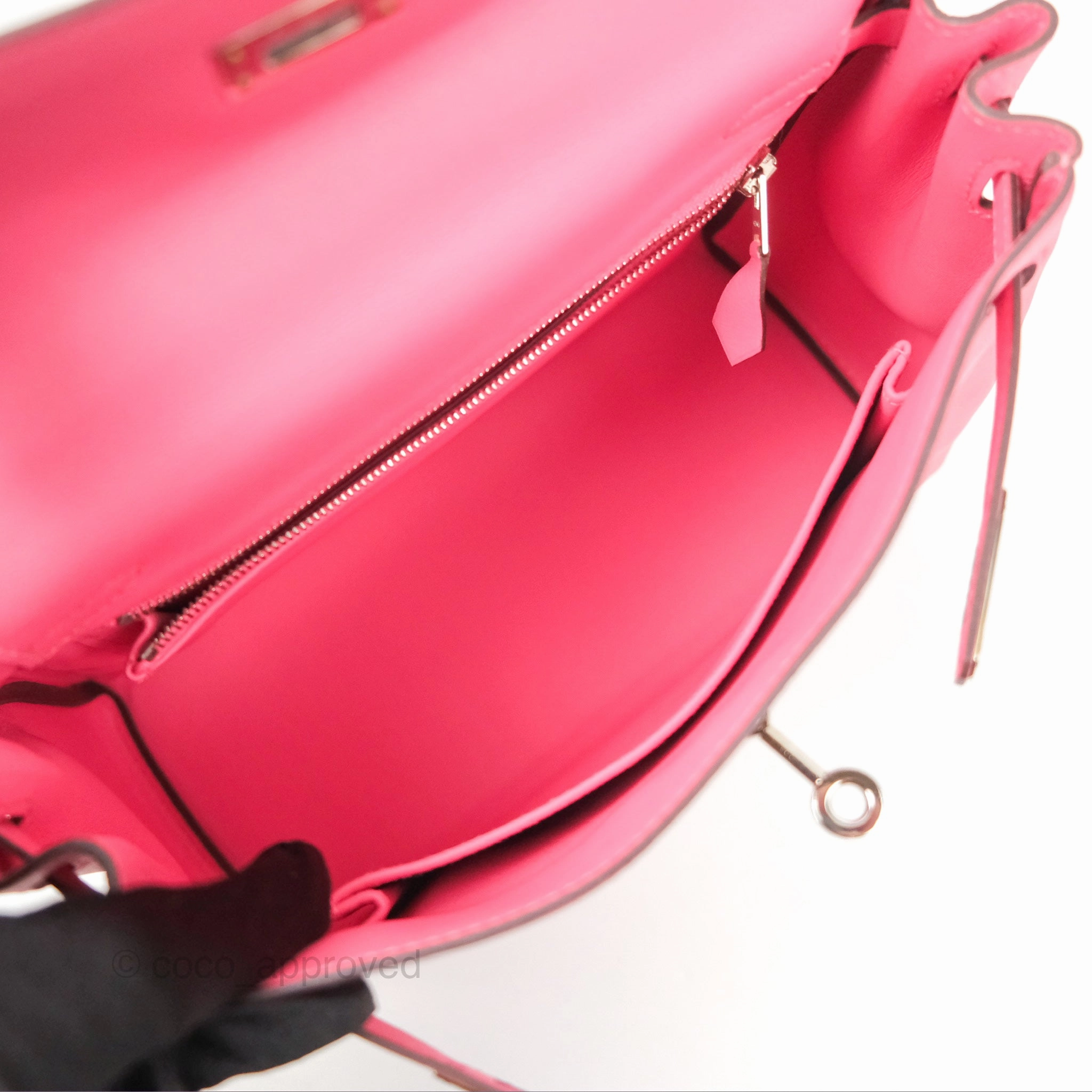 Herms Retourne Kelly 25 Rose Azalee Swift Palladium Hardware