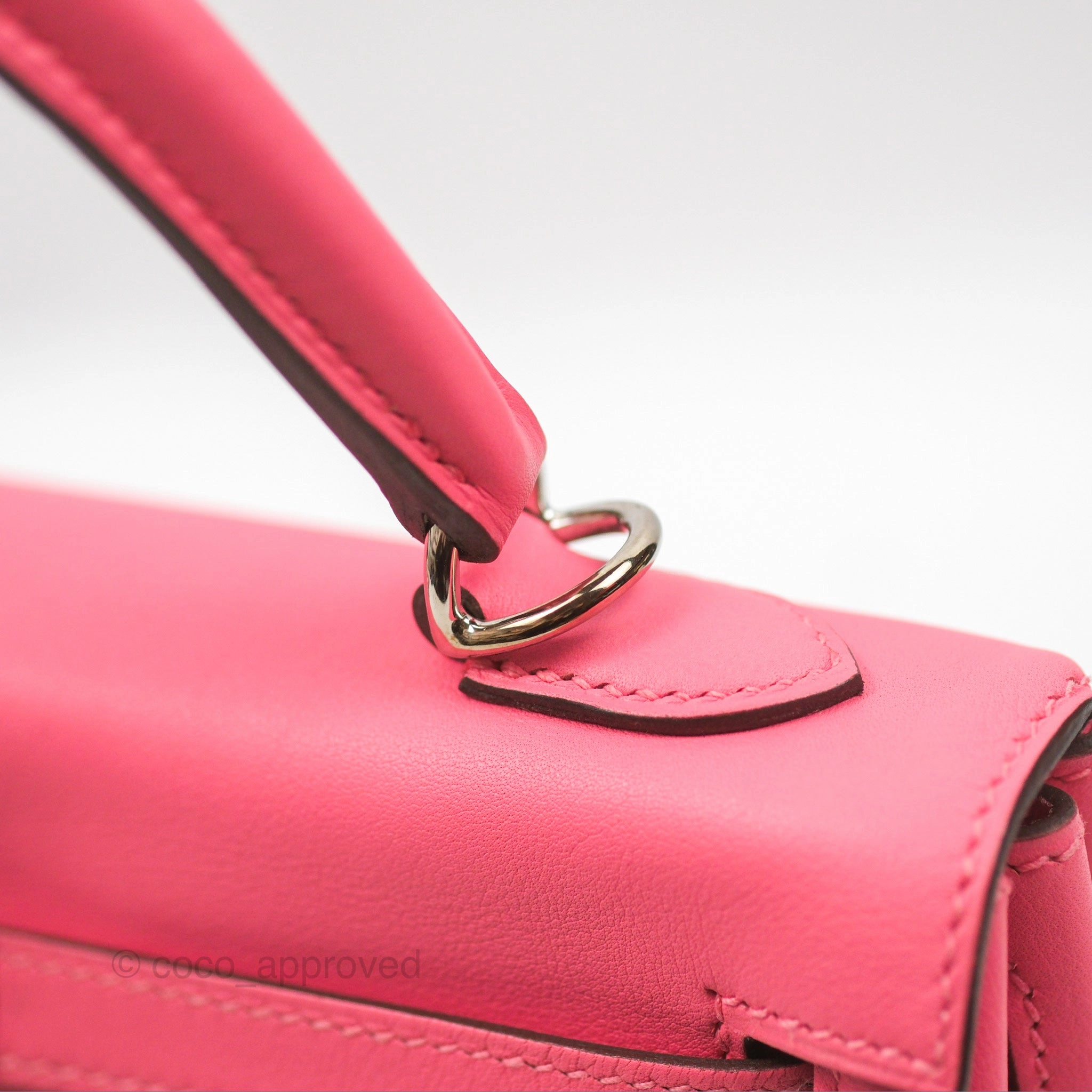 Herms Retourne Kelly 25 Rose Azalee Swift Palladium Hardware