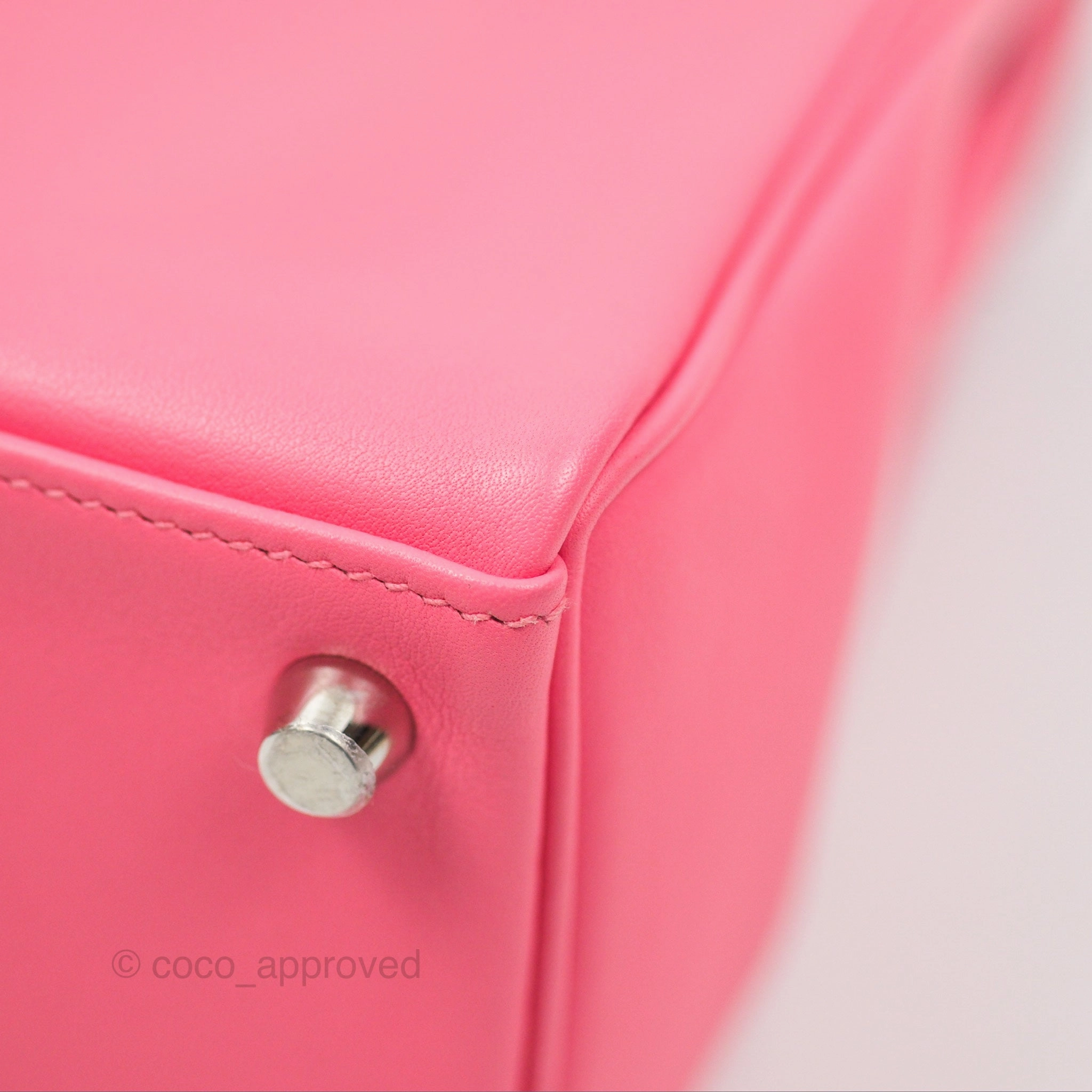Herms Retourne Kelly 25 Rose Azalee Swift Palladium Hardware