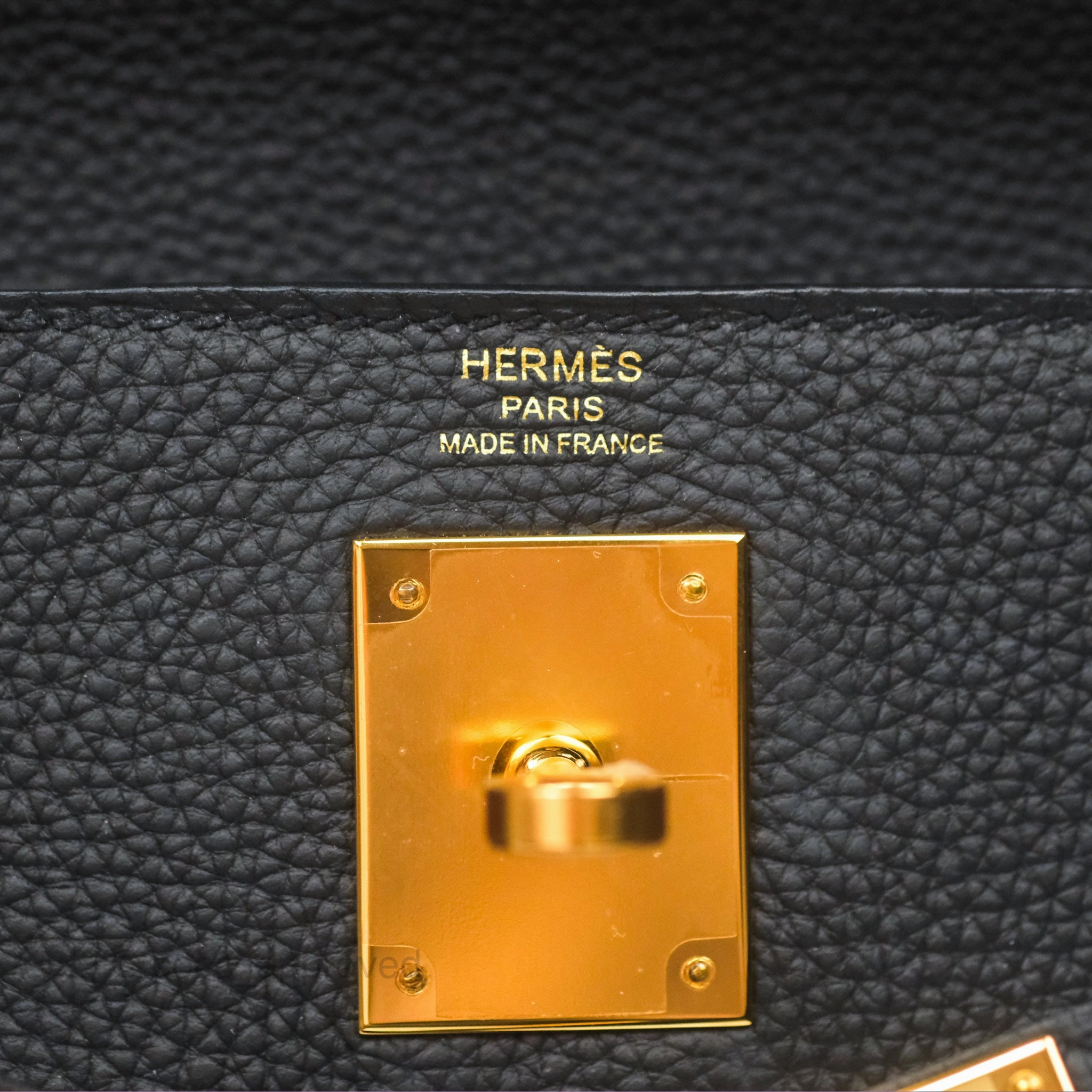 Herms Retourne Kelly 28 Black Noir 89 Togo Gold Hardware