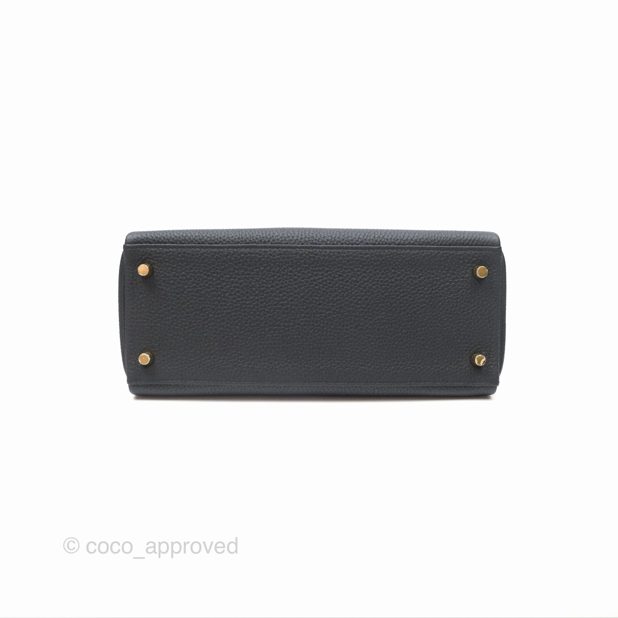 Herms Retourne Kelly 28 Black Noir 89 Togo Gold Hardware