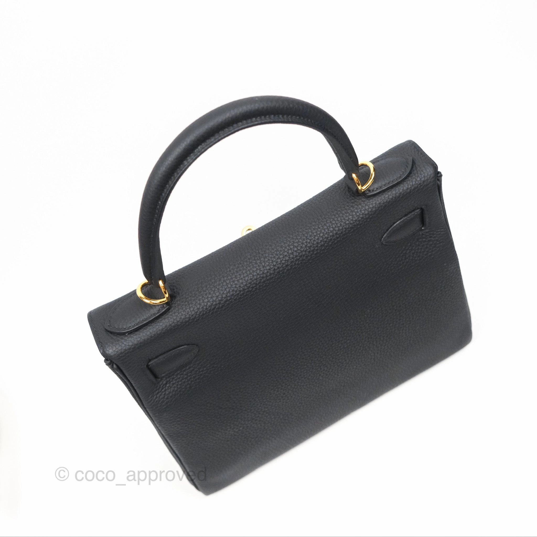 Herms Retourne Kelly 28 Black Noir 89 Togo Gold Hardware
