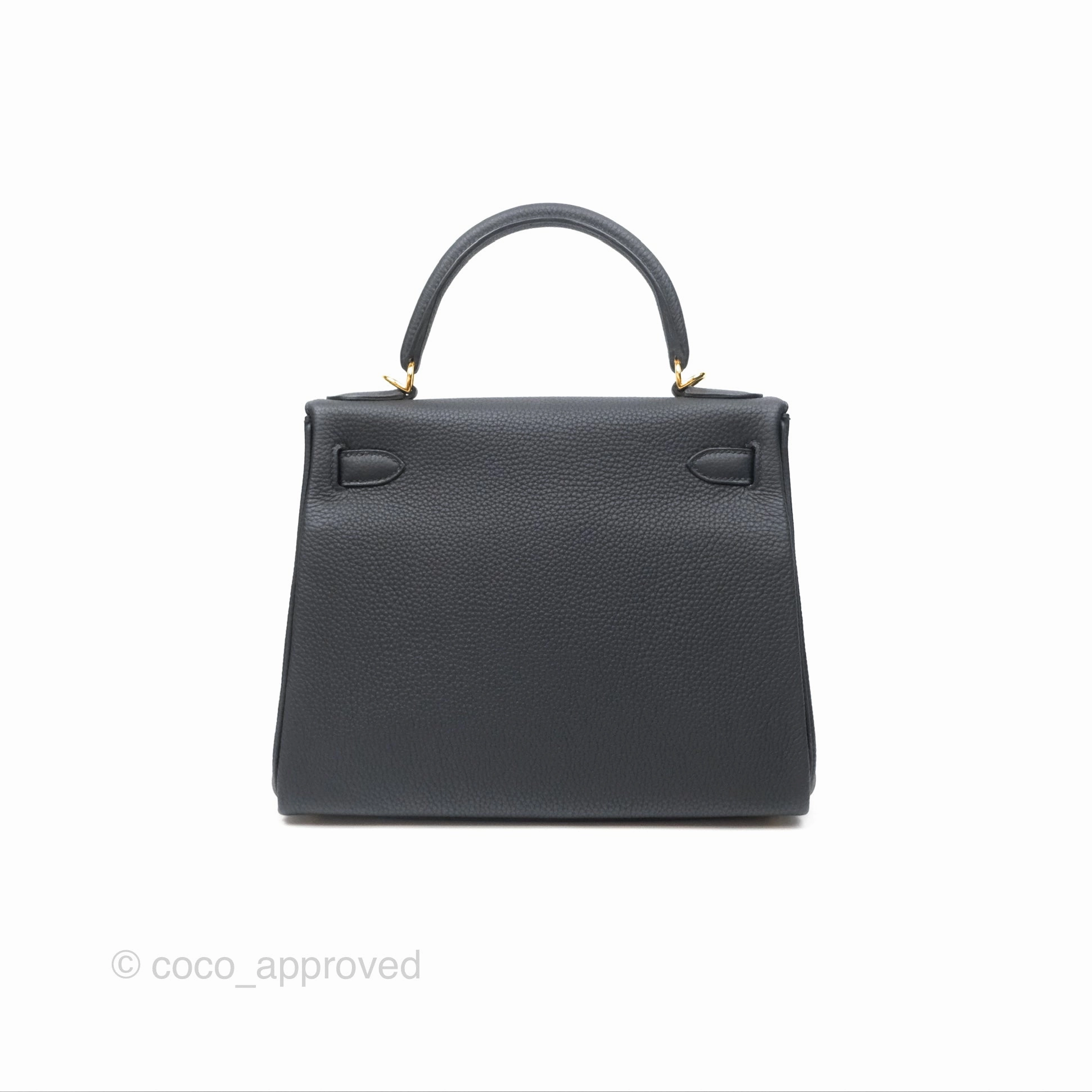 Herms Retourne Kelly 28 Black Noir 89 Togo Gold Hardware