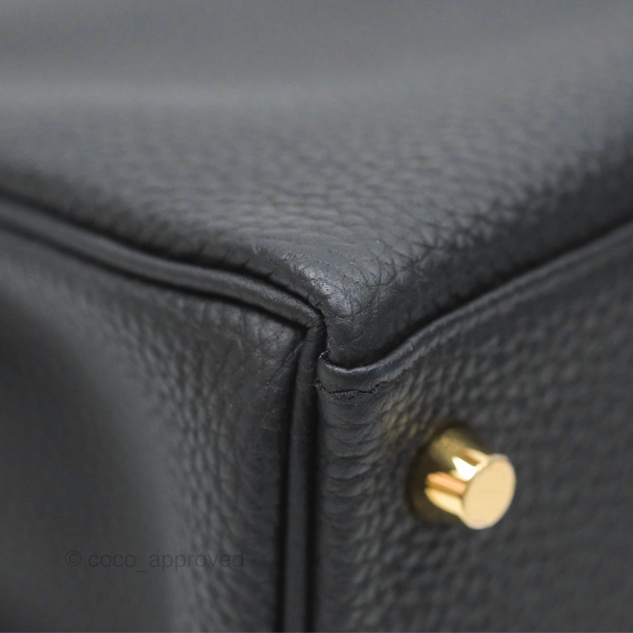 Herms Retourne Kelly 28 Black Noir 89 Togo Gold Hardware