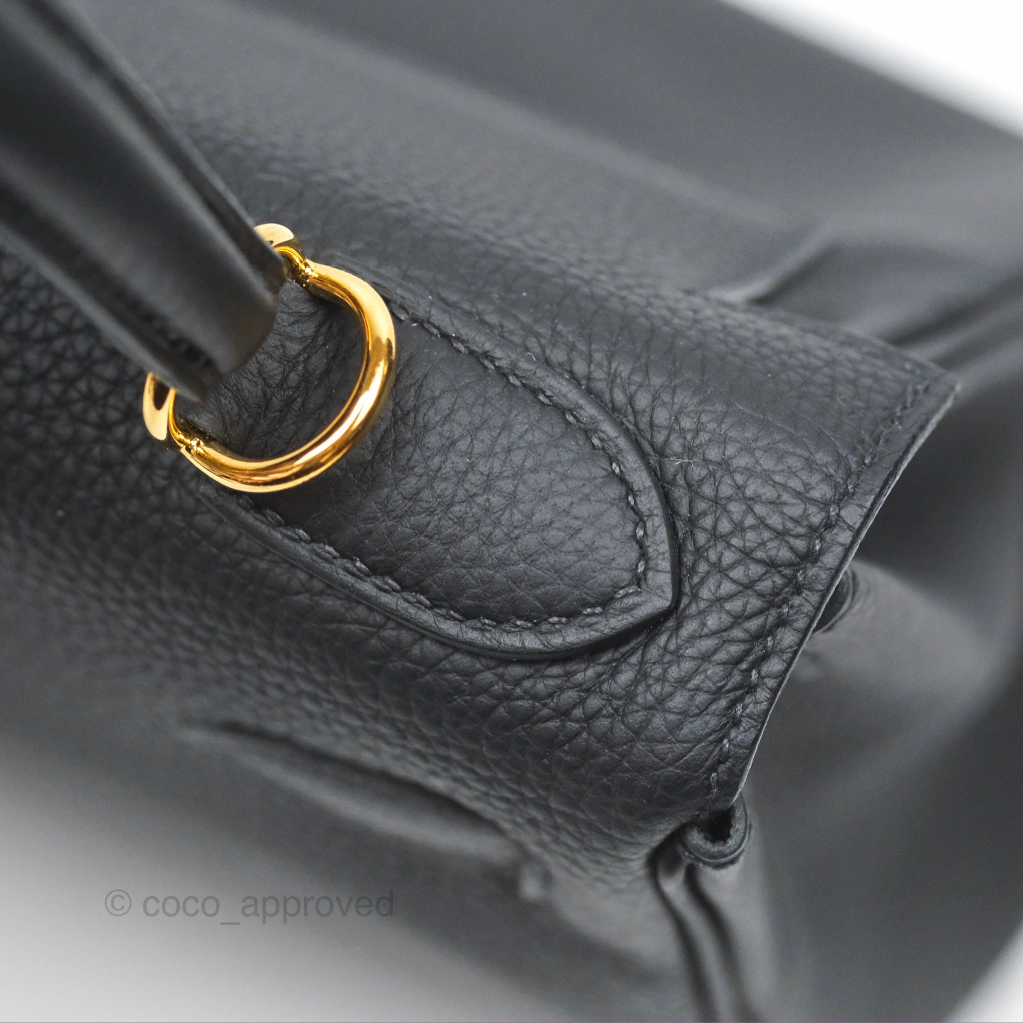 Herms Retourne Kelly 28 Black Noir 89 Togo Gold Hardware