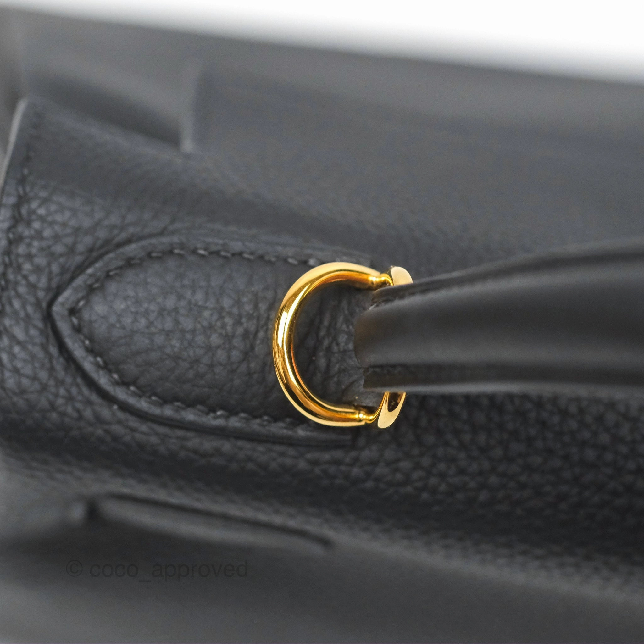 Herms Retourne Kelly 28 Black Noir 89 Togo Gold Hardware