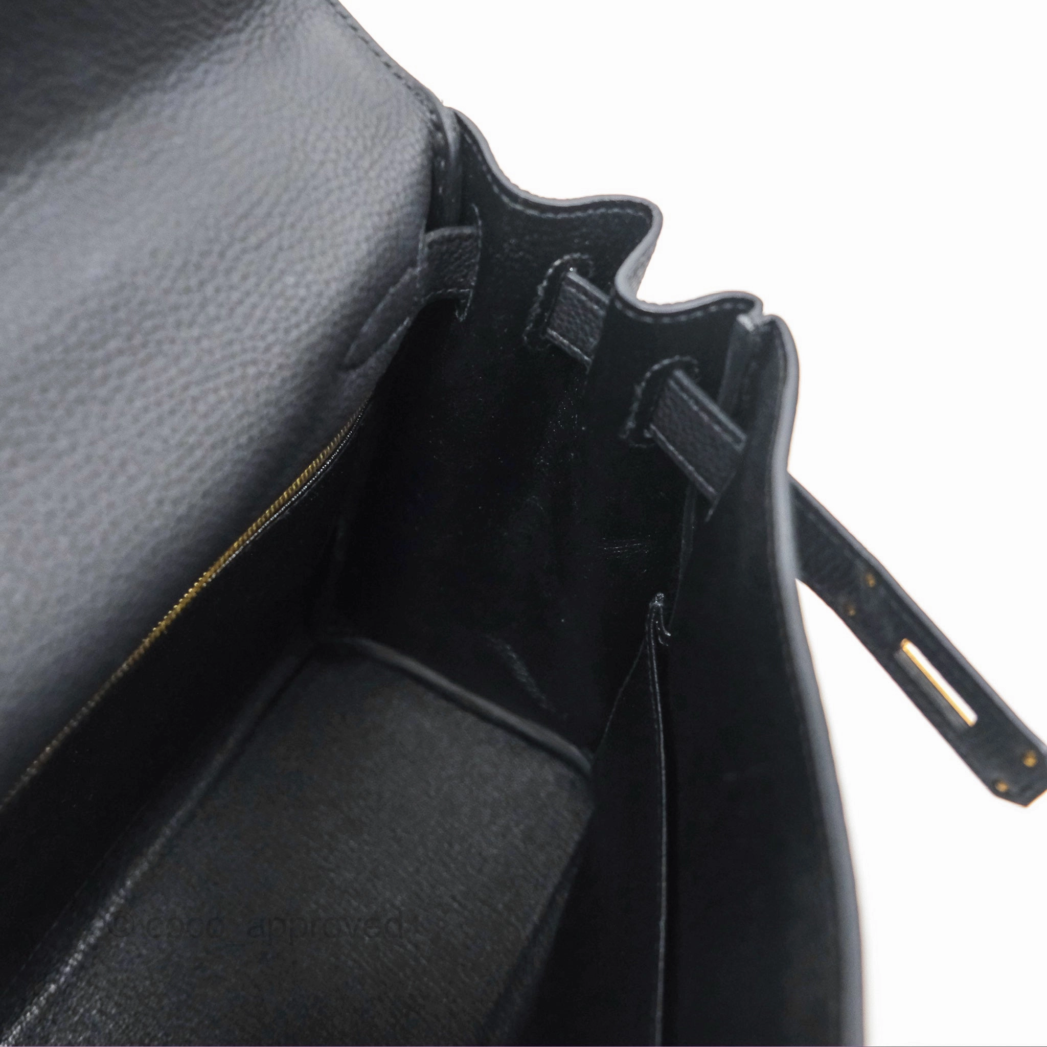 Herms Retourne Kelly 28 Black Noir 89 Togo Gold Hardware