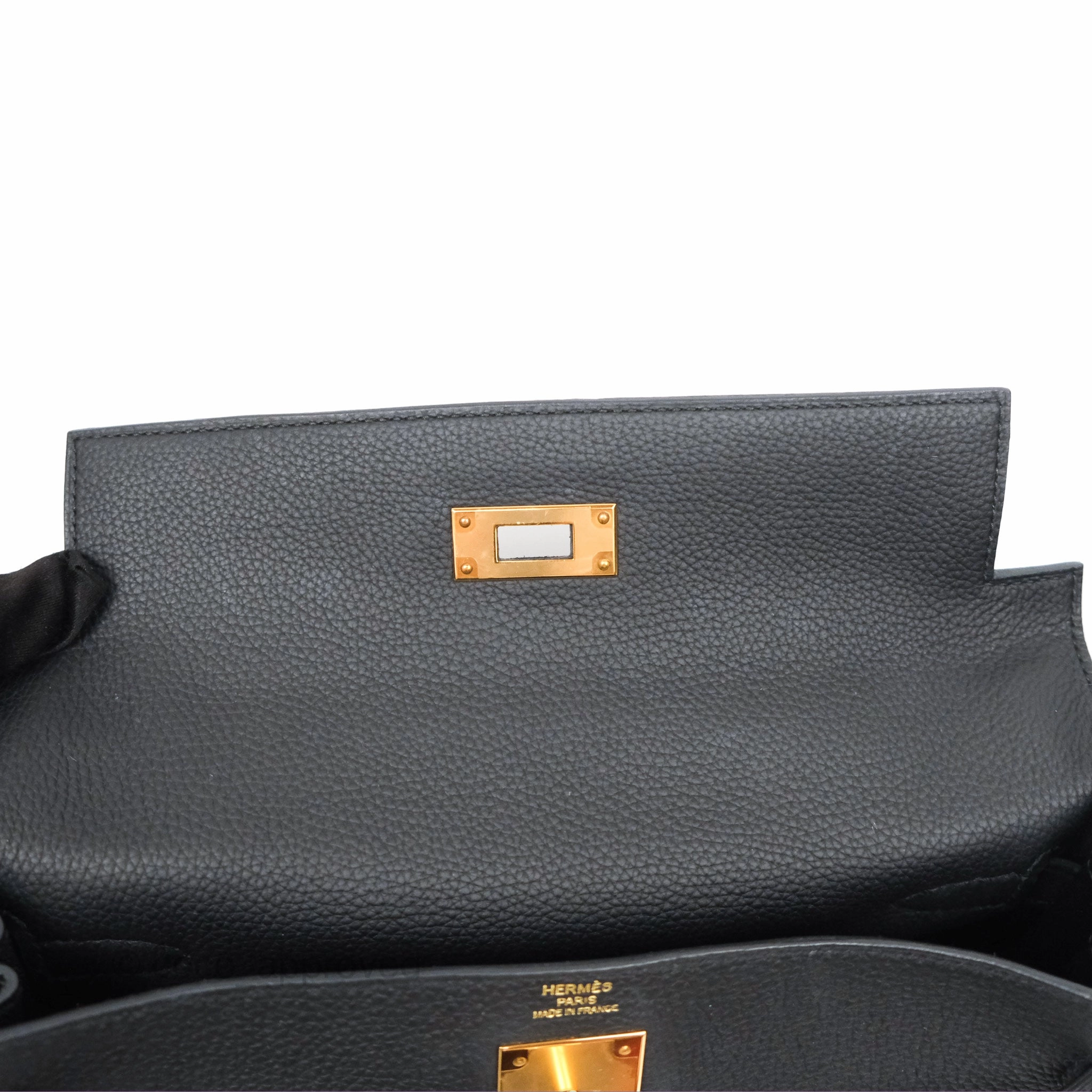 Herms Retourne Kelly 28 Black Noir 89 Togo Gold Hardware