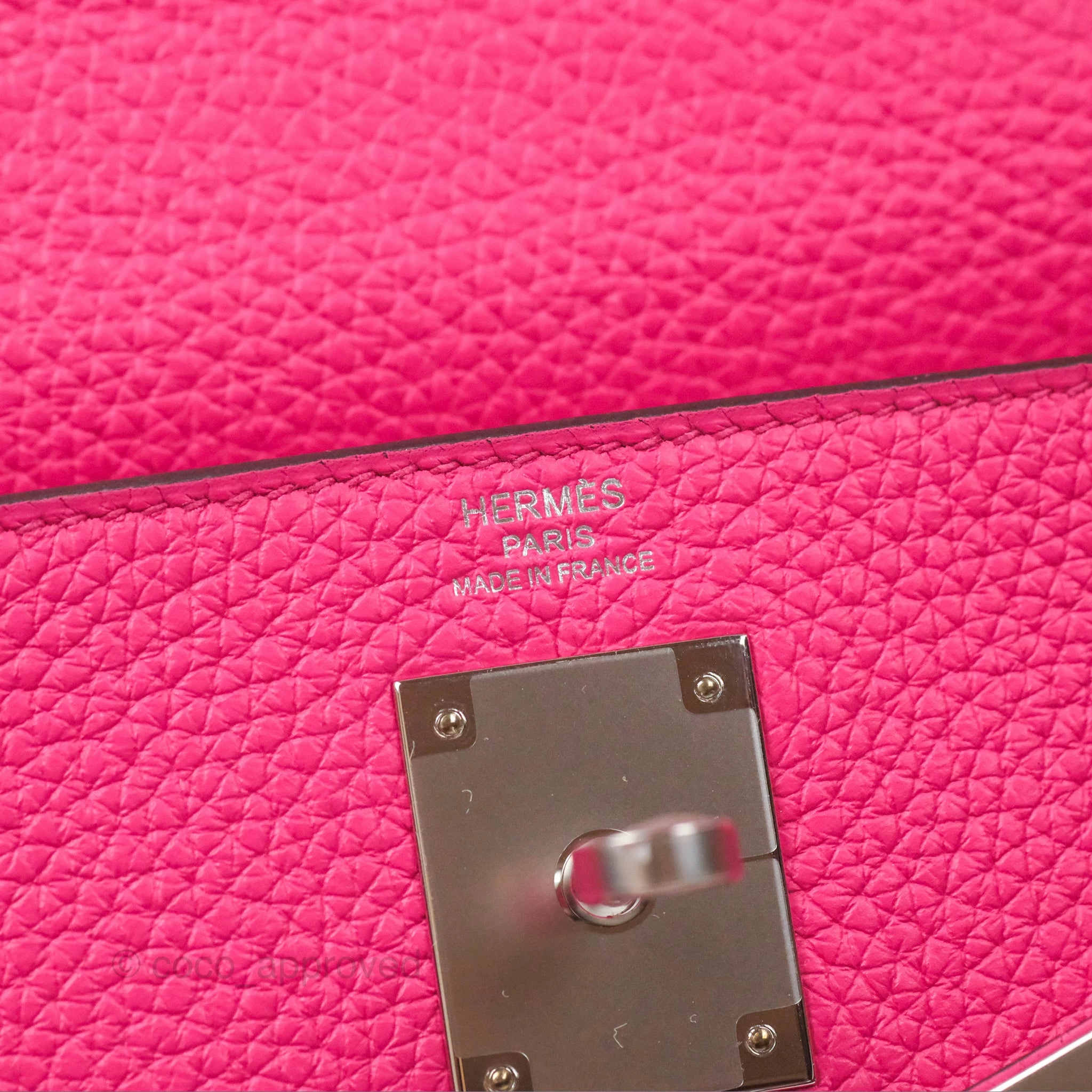 Herms Retourne Kelly 28 Rose Shocking Clemence Palladium Hardware