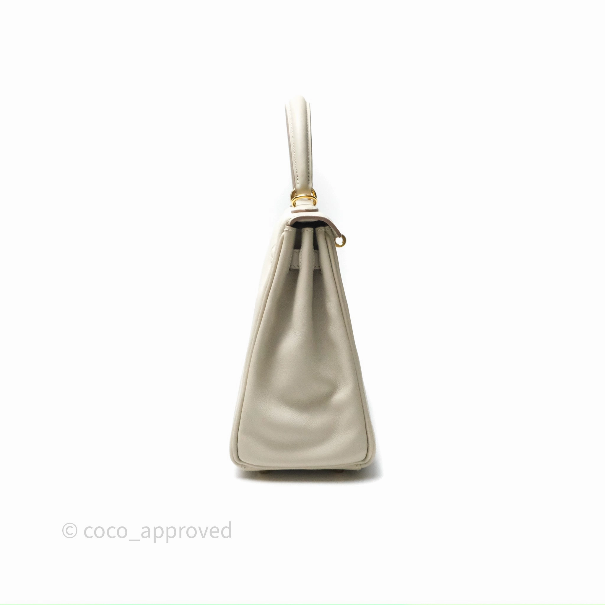Herms Retourne Swift Kelly 25 Gris Perle 80 Gold Hardware