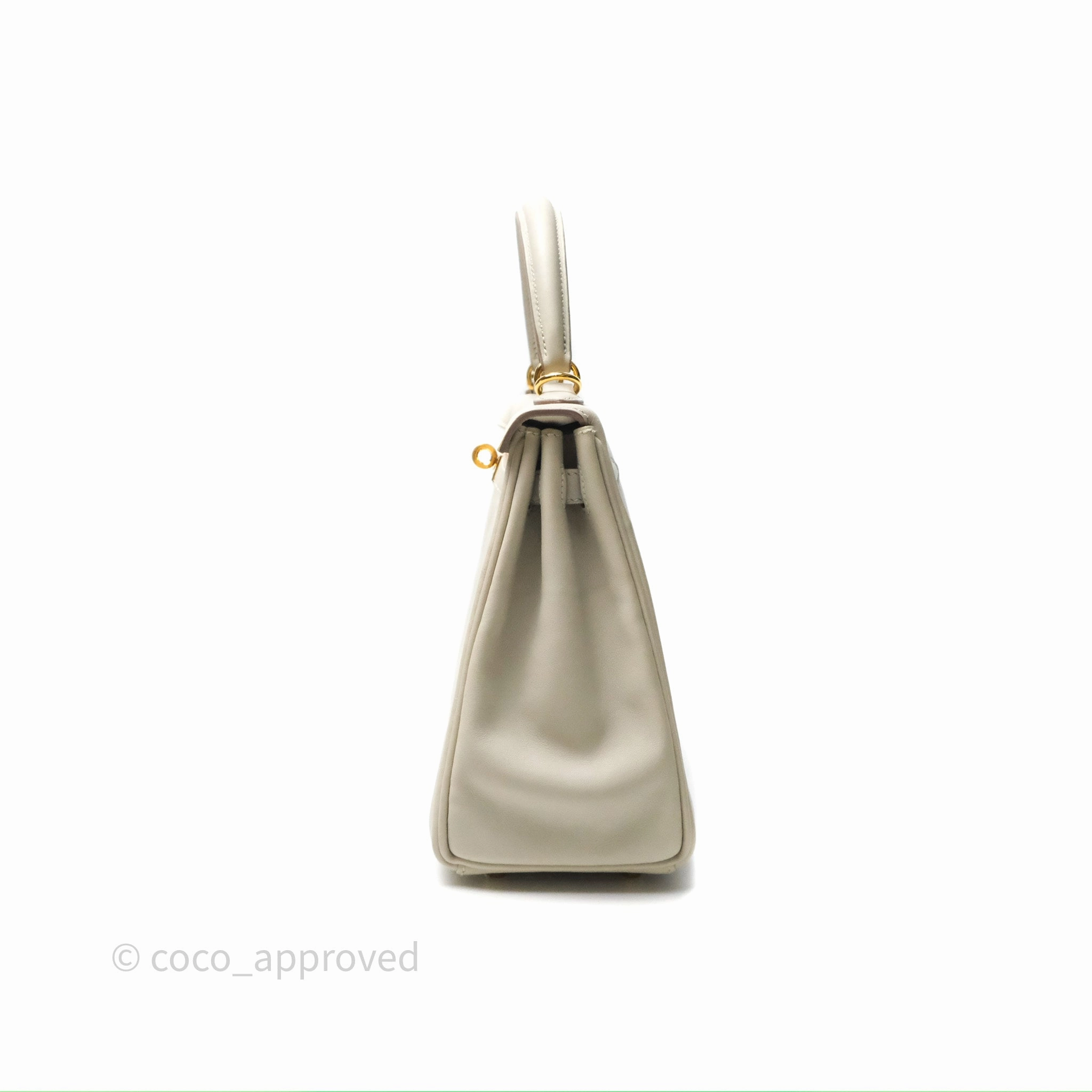 Herms Retourne Swift Kelly 25 Gris Perle 80 Gold Hardware