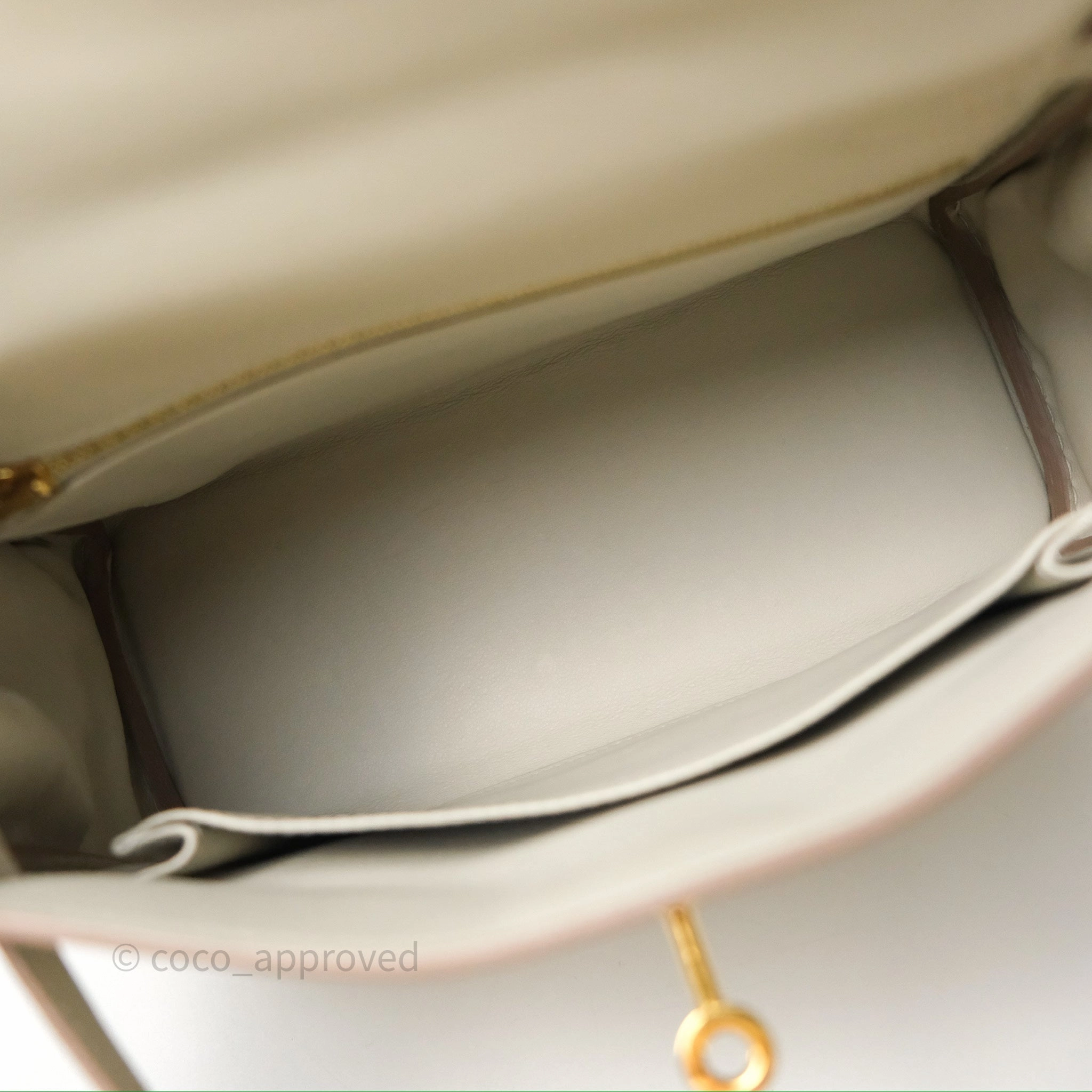 Herms Retourne Swift Kelly 25 Gris Perle 80 Gold Hardware
