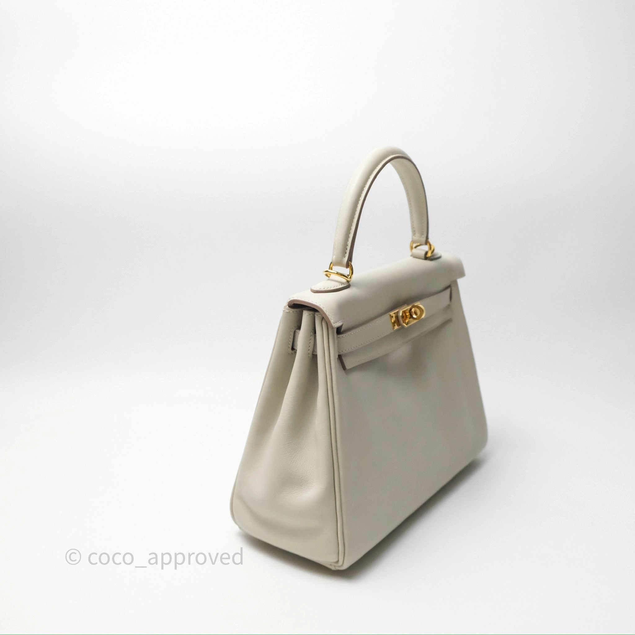 Herms Retourne Swift Kelly 25 Gris Perle 80 Gold Hardware