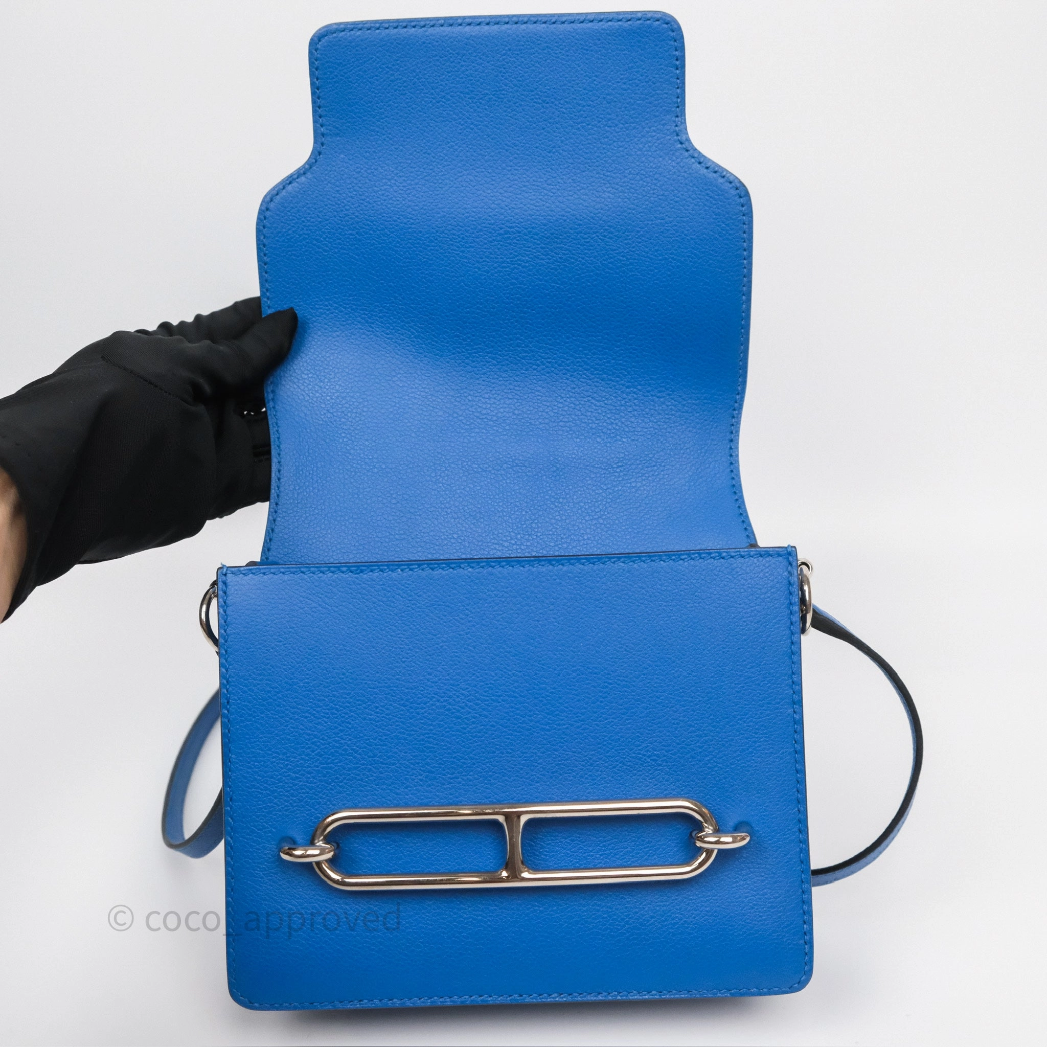 Herms Roulis Mini 18 Blue Zellige I7 Evercolor Palladium Hardware