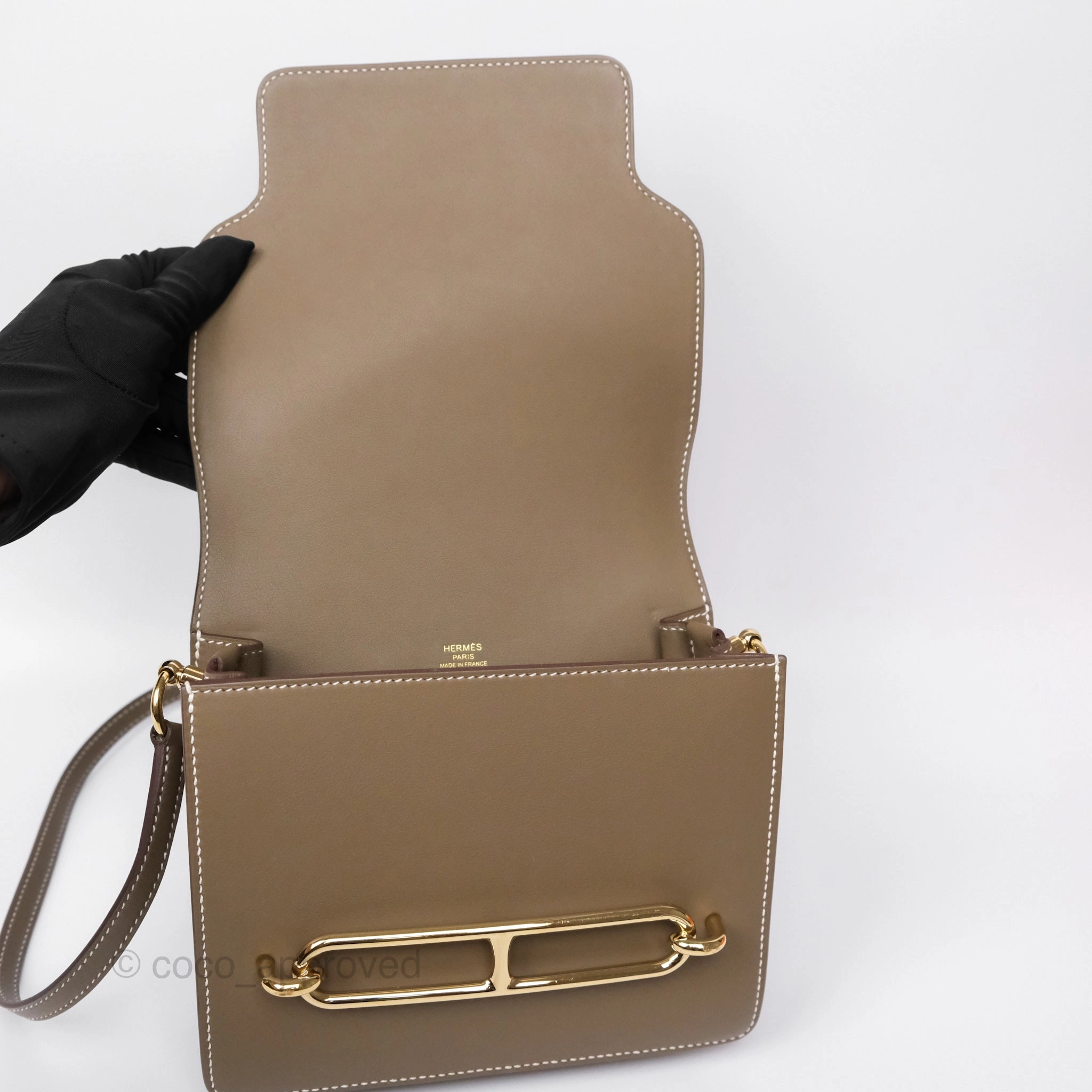 Herms Roulis Mini 18 Etoupe 18 Swift Gold Hardware