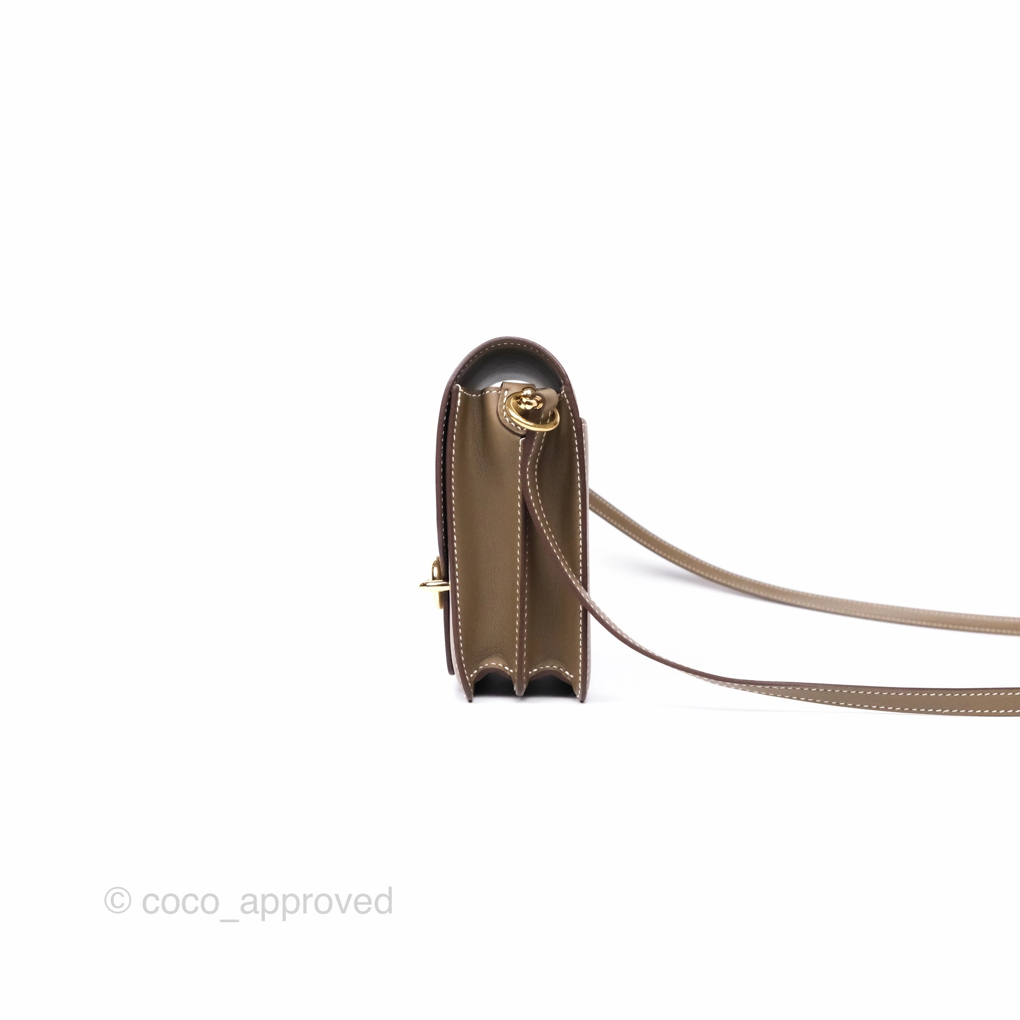 Herms Roulis Mini 18 Etoupe 18 Swift Gold Hardware