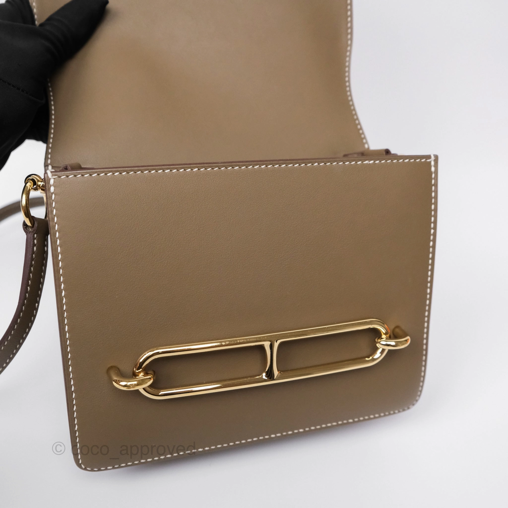 Herms Roulis Mini 18 Etoupe 18 Swift Gold Hardware