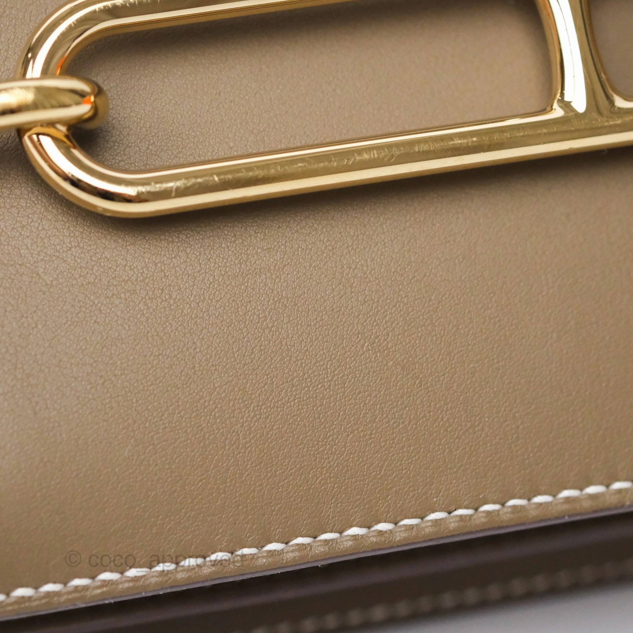Herms Roulis Mini 18 Etoupe 18 Swift Gold Hardware