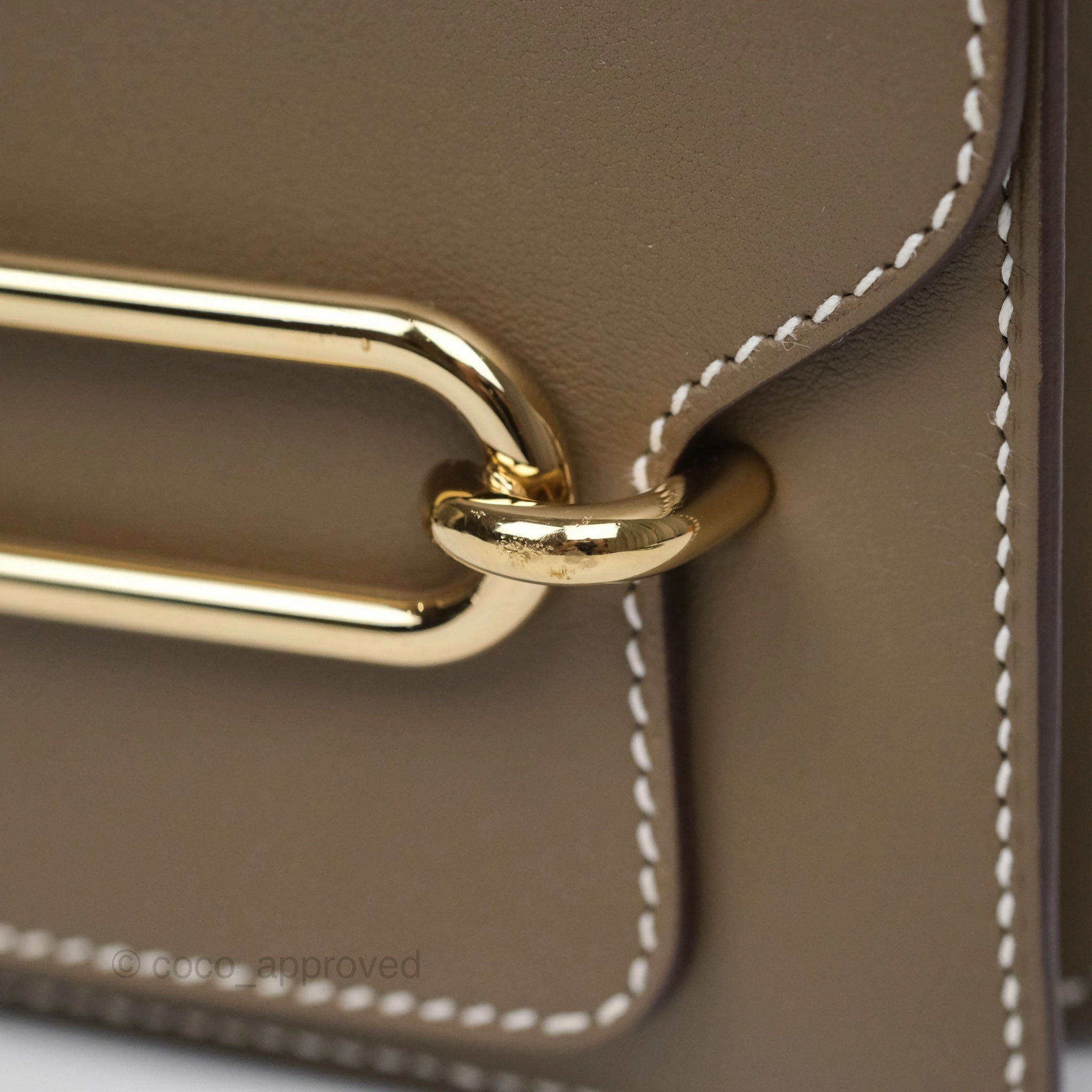 Herms Roulis Mini 18 Etoupe 18 Swift Gold Hardware