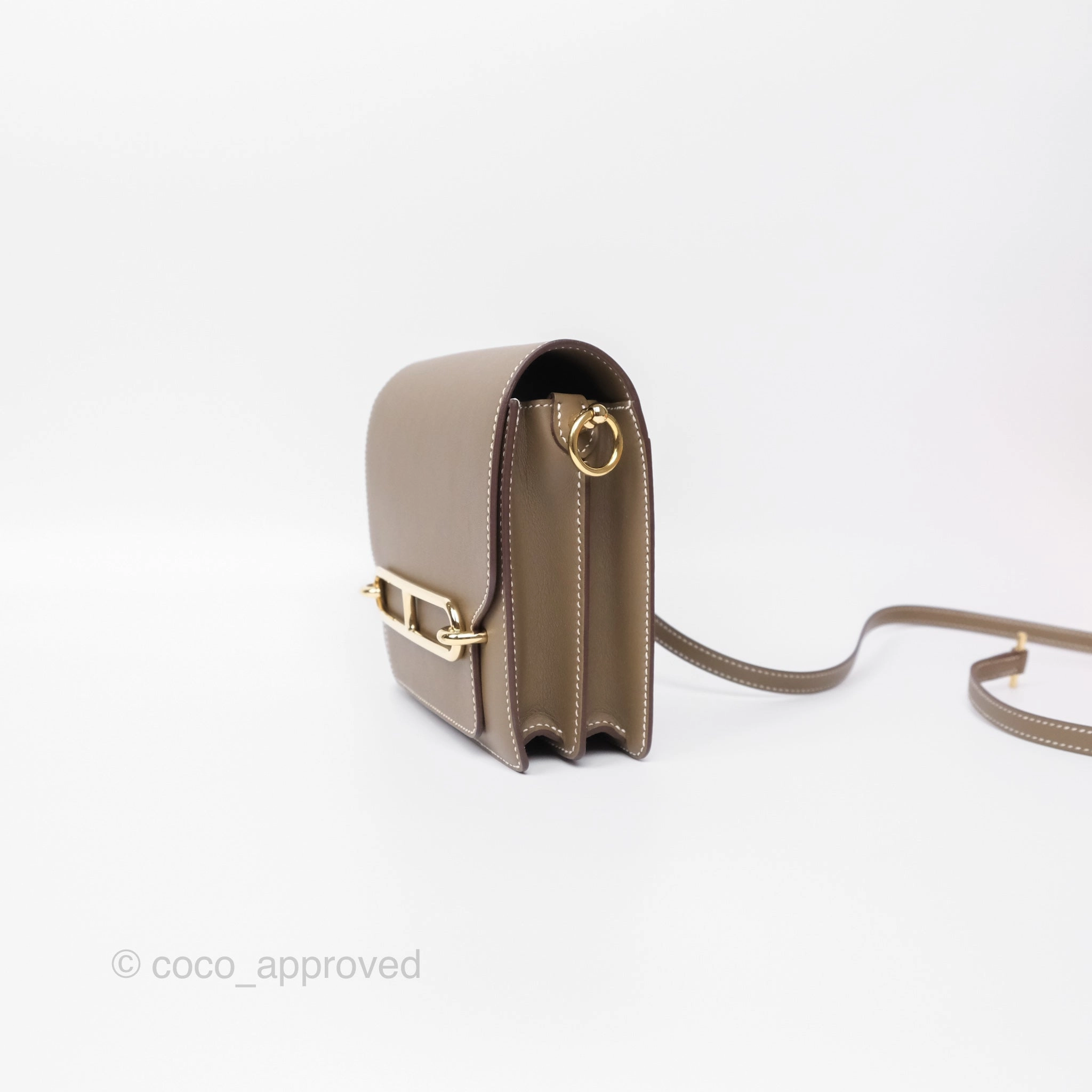 Herms Roulis Mini 18 Etoupe 18 Swift Gold Hardware