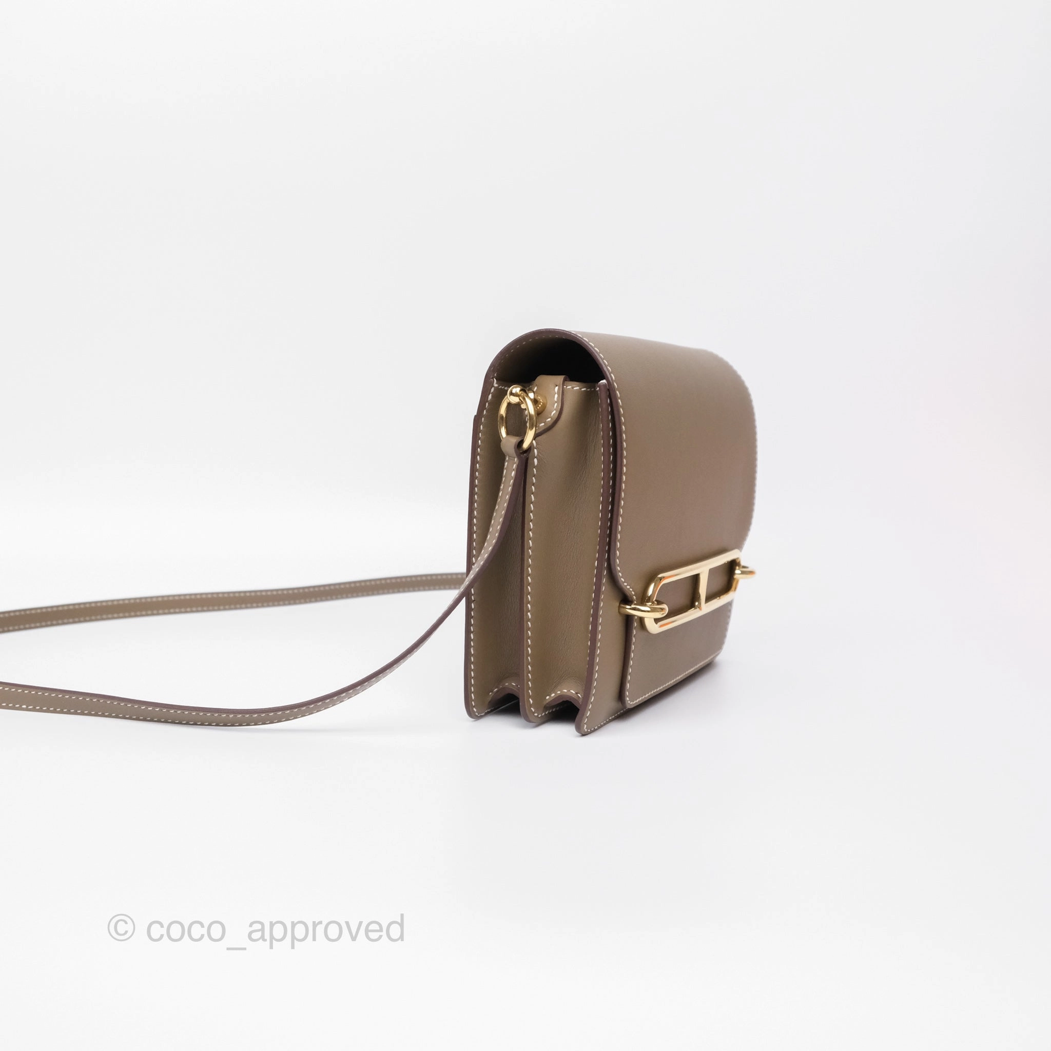 Herms Roulis Mini 18 Etoupe 18 Swift Gold Hardware