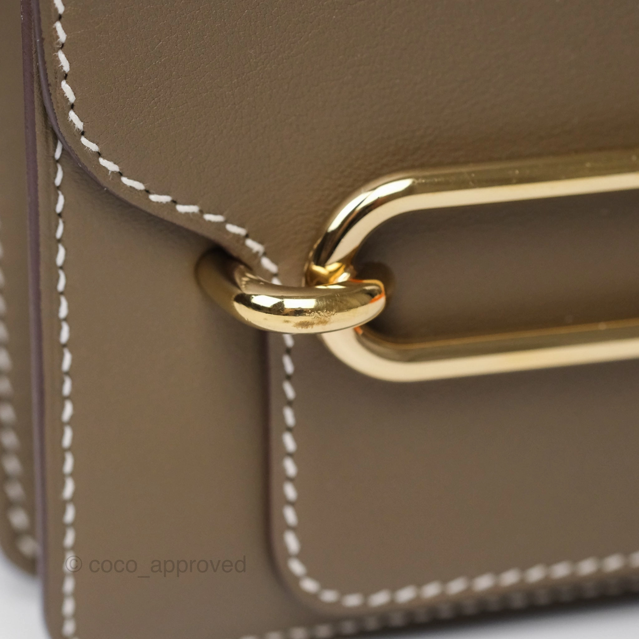 Herms Roulis Mini 18 Etoupe 18 Swift Gold Hardware