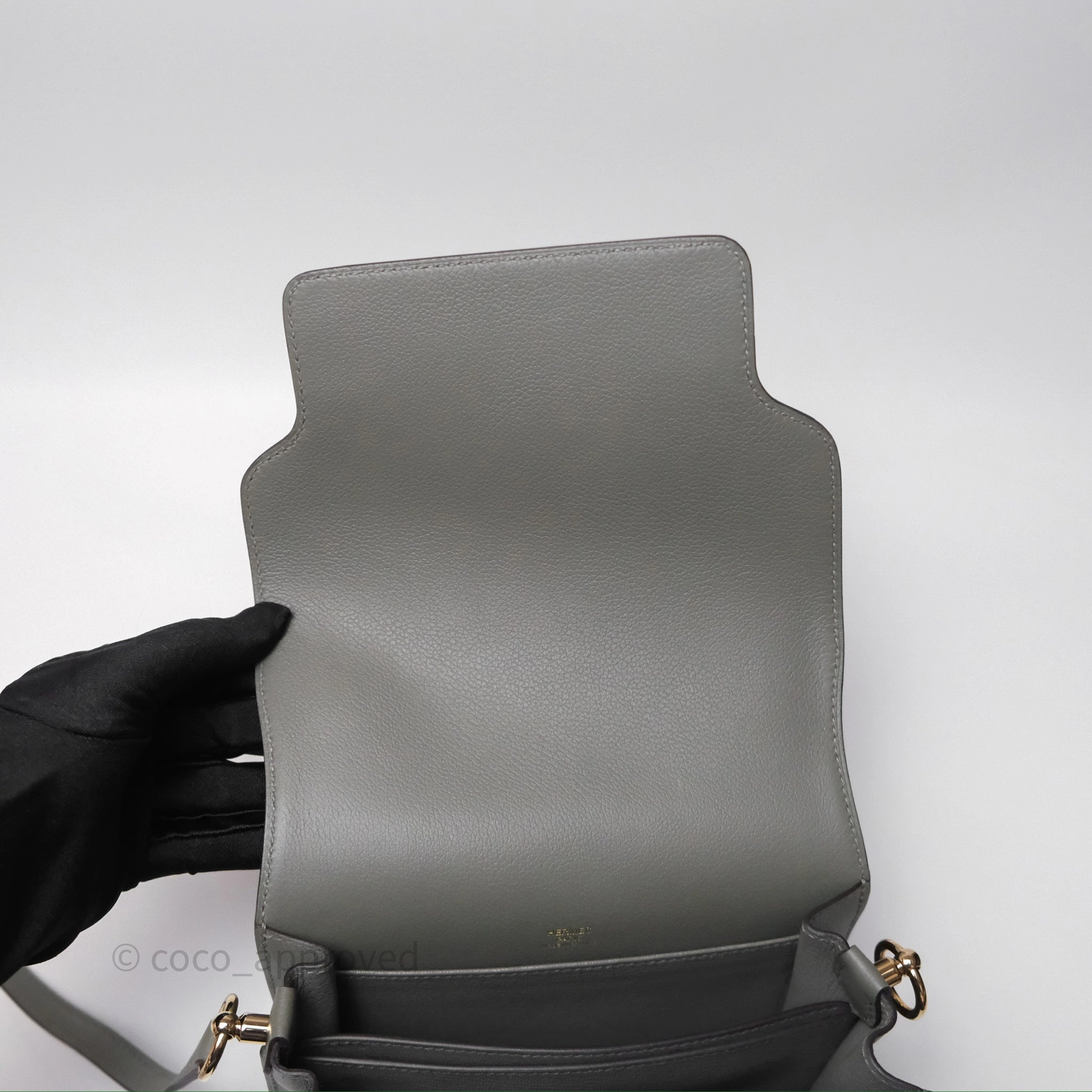 Herms Roulis Mini 18 Gris Meyer 0L Evercolor Permabrass Hardware