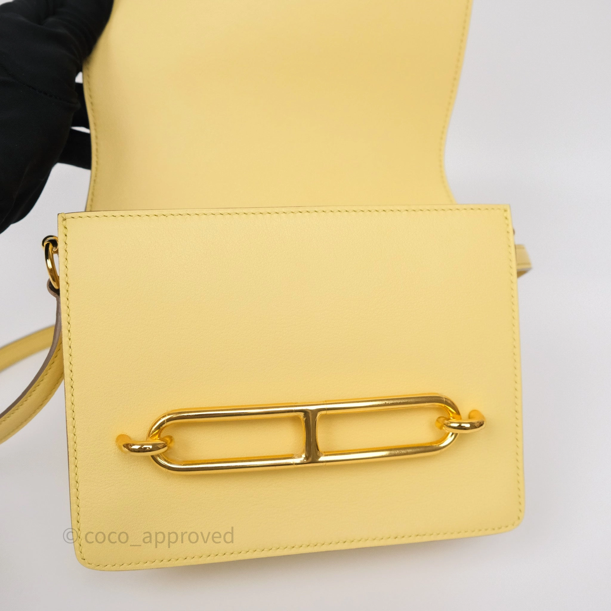 Herms Roulis Mini 18 Jaune Poussin 1Z Swift Gold Hardware