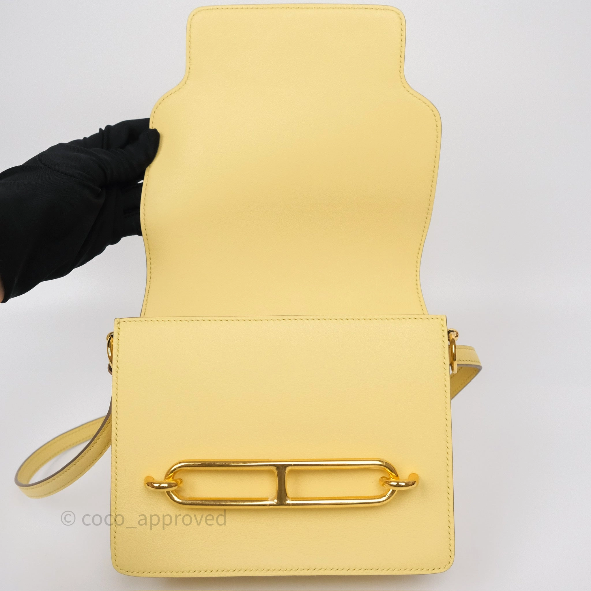 Herms Roulis Mini 18 Jaune Poussin 1Z Swift Gold Hardware